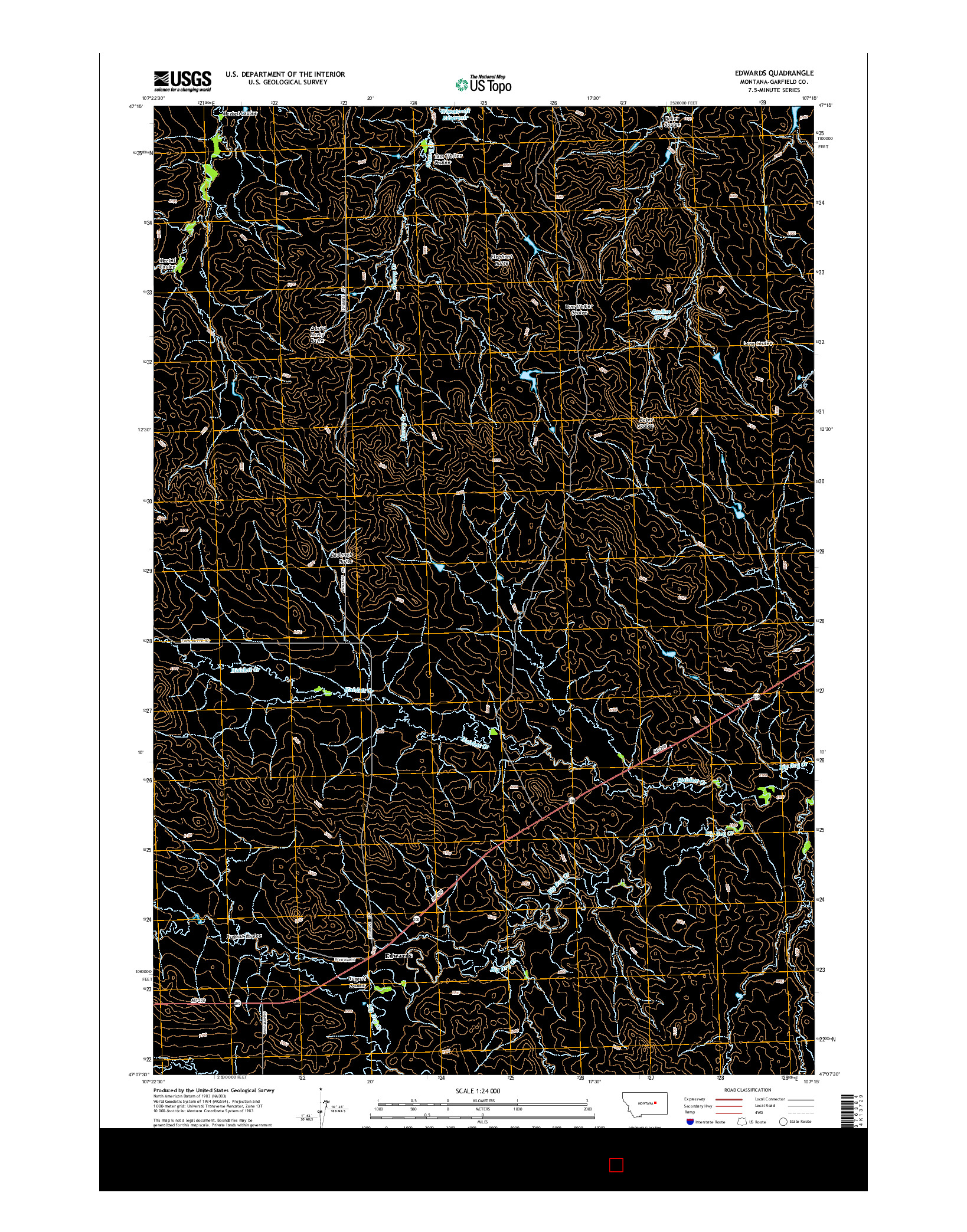 USGS US TOPO 7.5-MINUTE MAP FOR EDWARDS, MT 2014