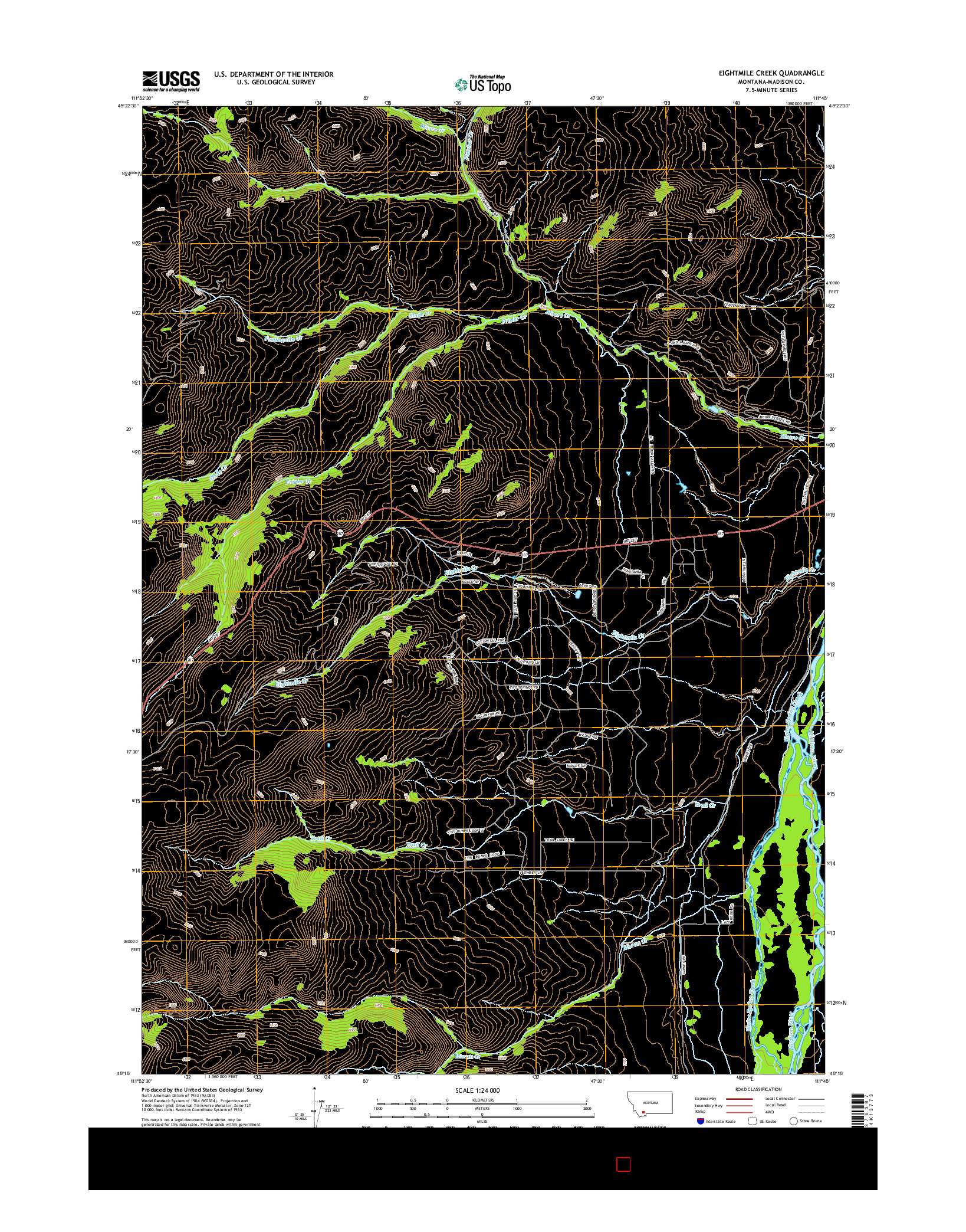 USGS US TOPO 7.5-MINUTE MAP FOR EIGHTMILE CREEK, MT 2014