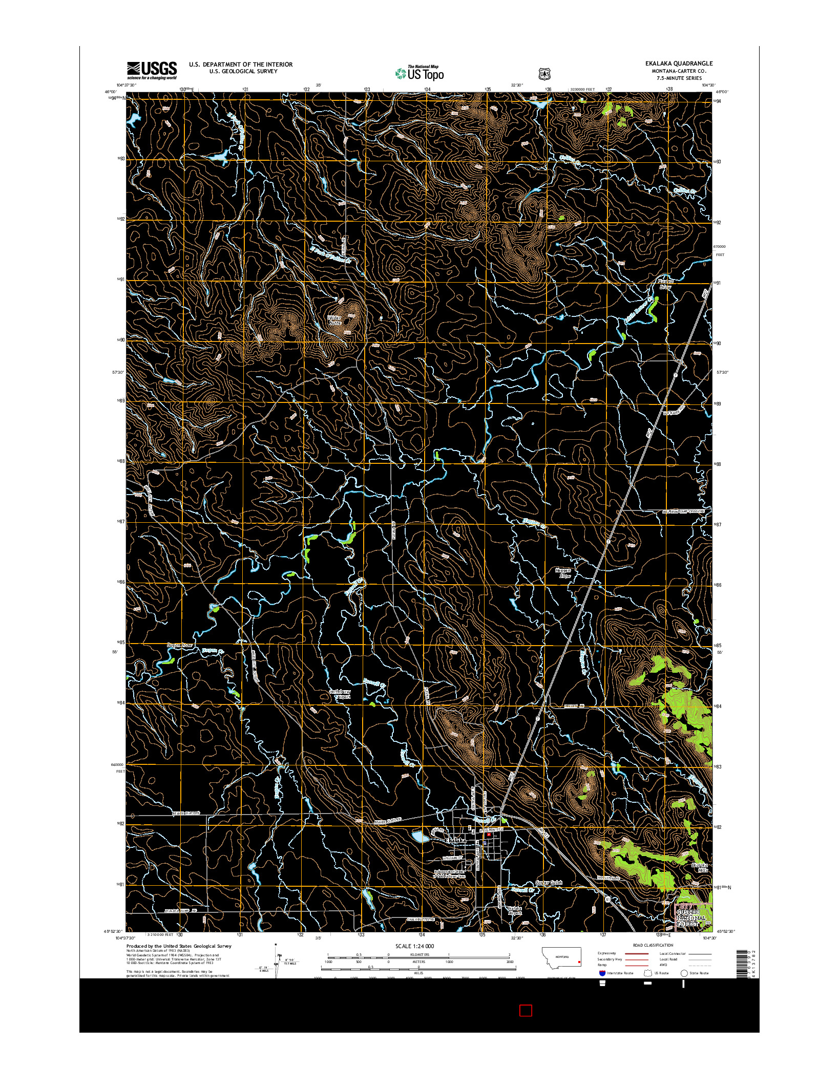 USGS US TOPO 7.5-MINUTE MAP FOR EKALAKA, MT 2014