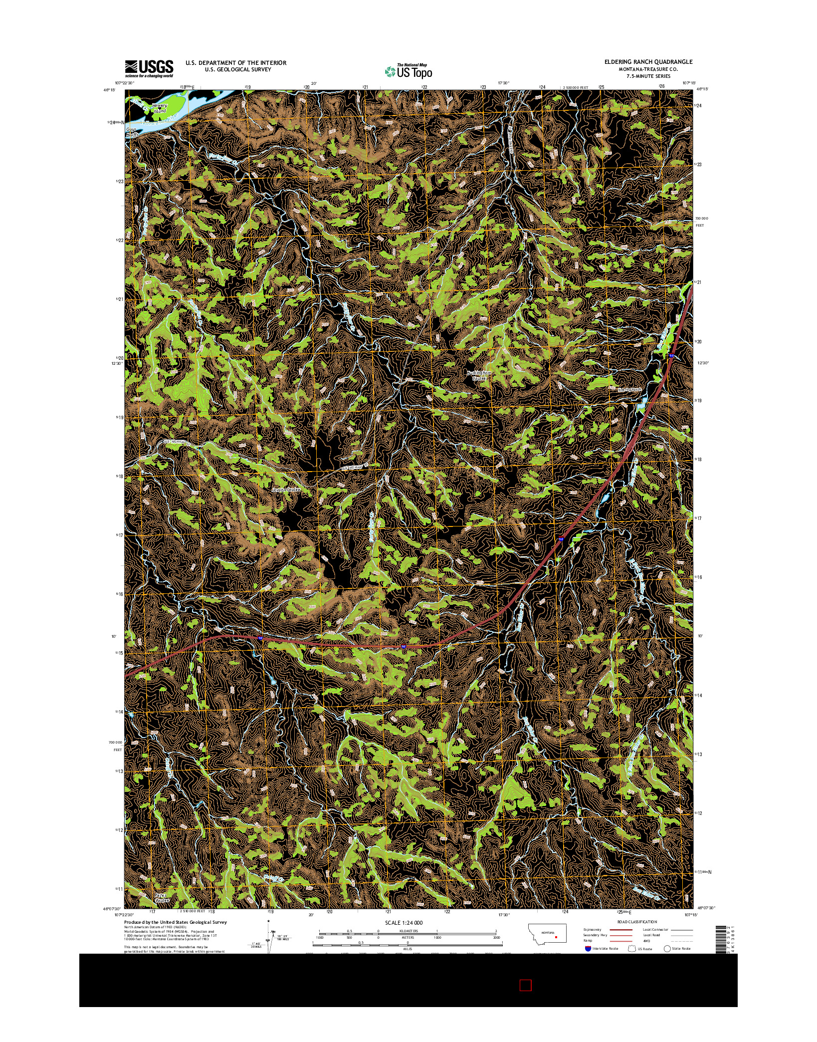USGS US TOPO 7.5-MINUTE MAP FOR ELDERING RANCH, MT 2014