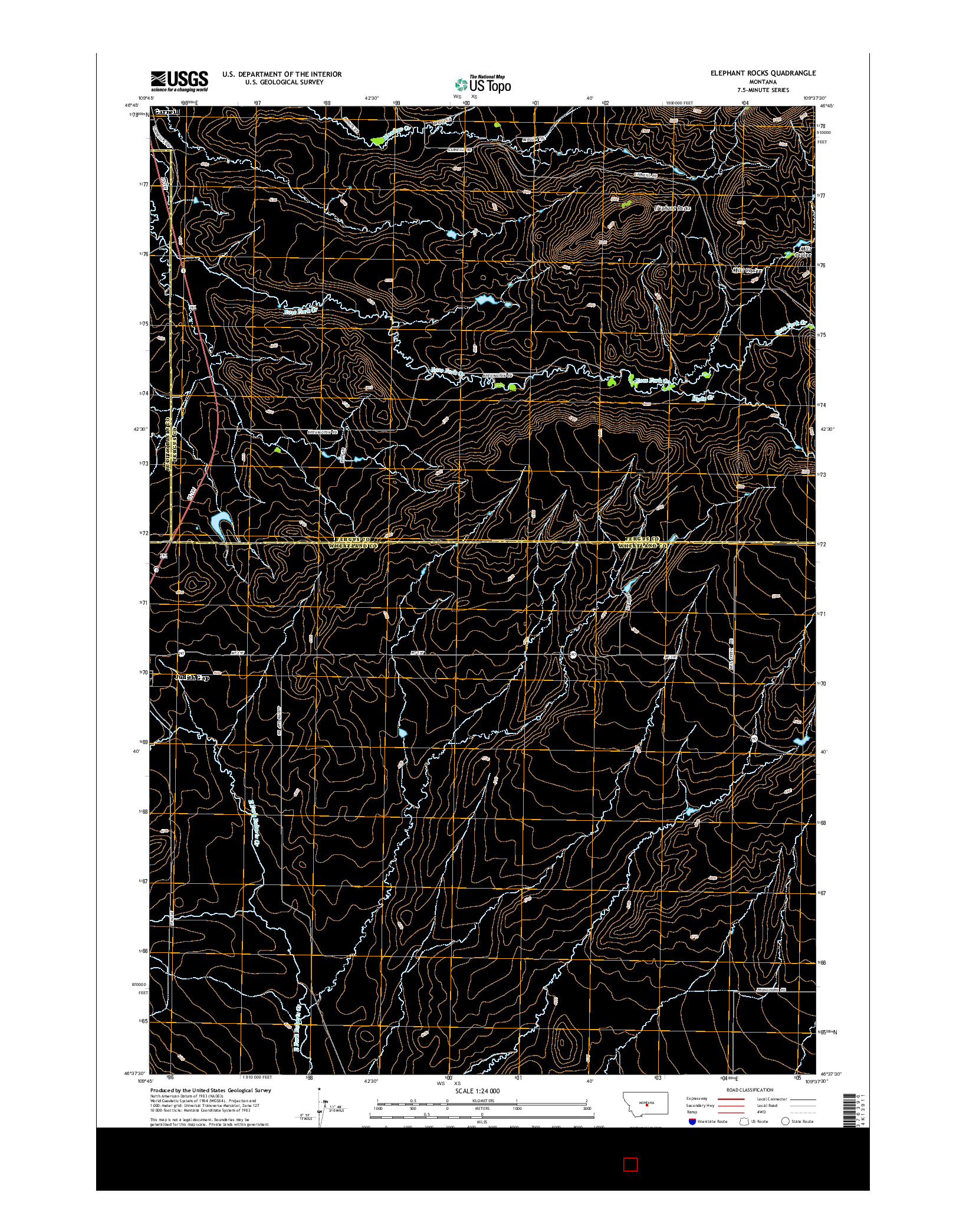 USGS US TOPO 7.5-MINUTE MAP FOR ELEPHANT ROCKS, MT 2014