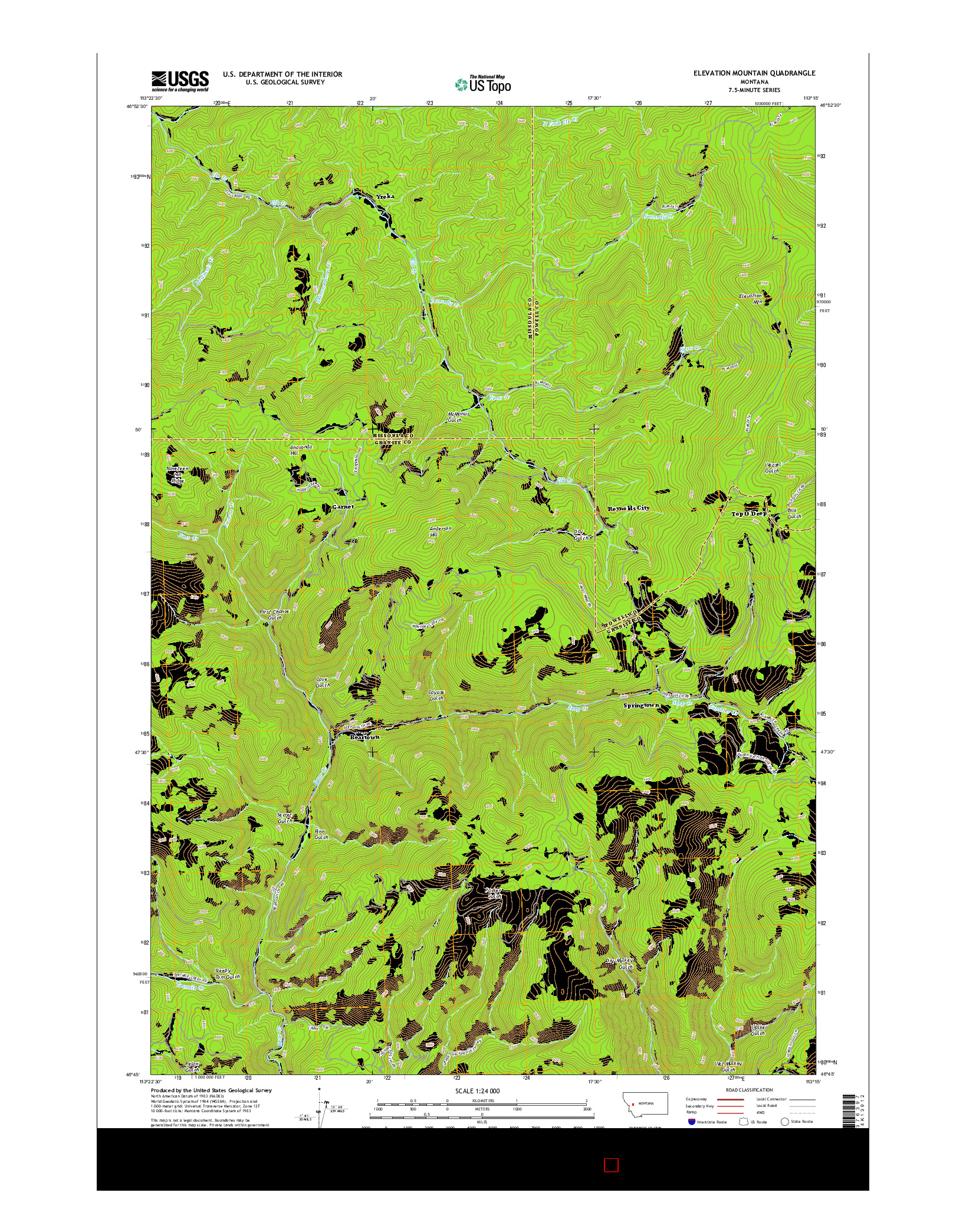 USGS US TOPO 7.5-MINUTE MAP FOR ELEVATION MOUNTAIN, MT 2014