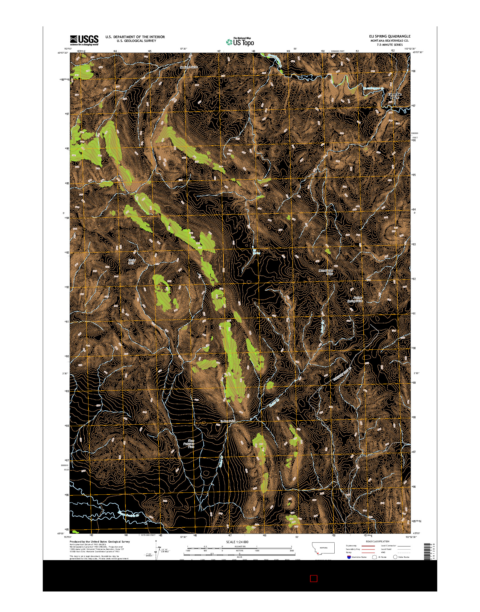 USGS US TOPO 7.5-MINUTE MAP FOR ELI SPRING, MT 2014