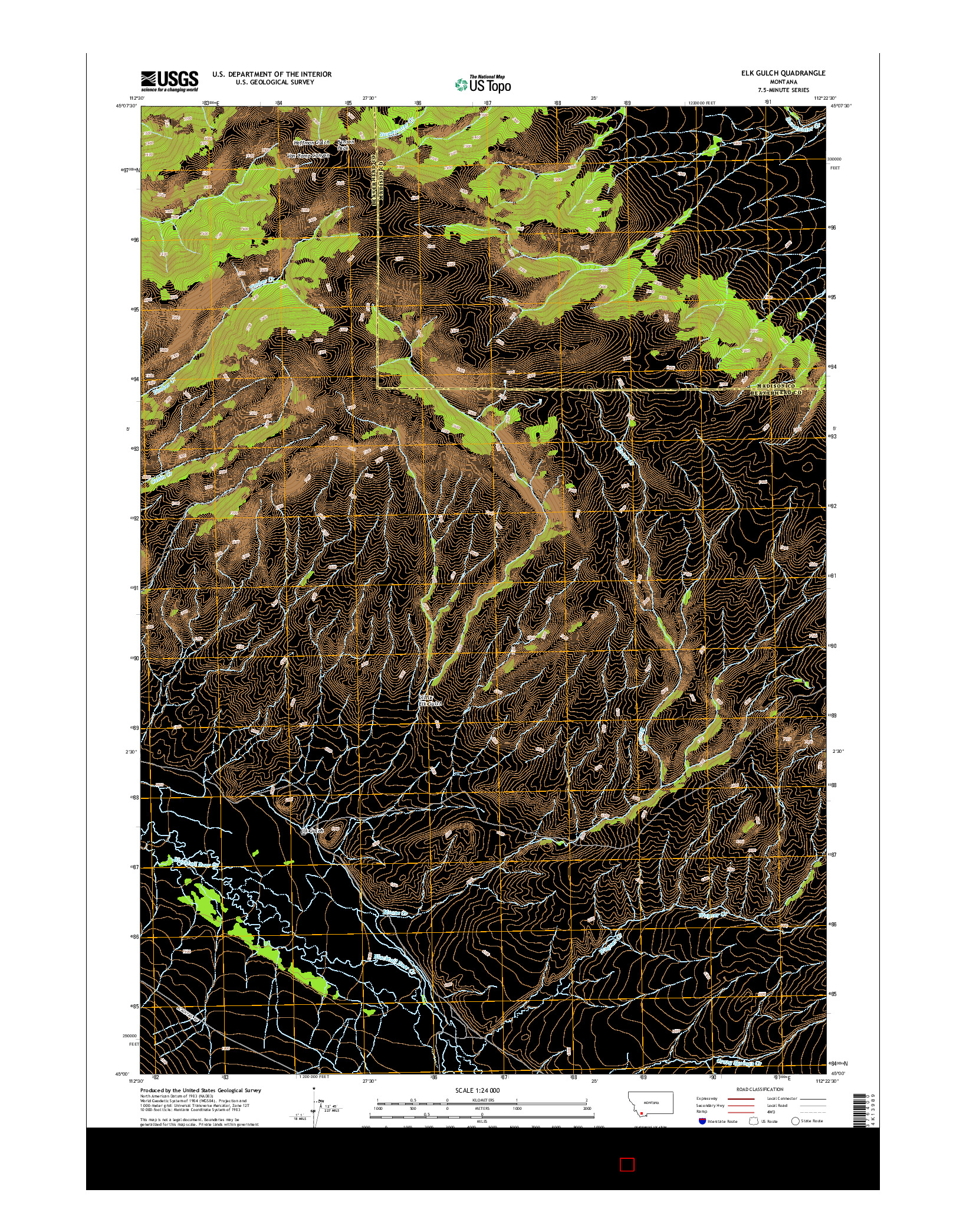 USGS US TOPO 7.5-MINUTE MAP FOR ELK GULCH, MT 2014