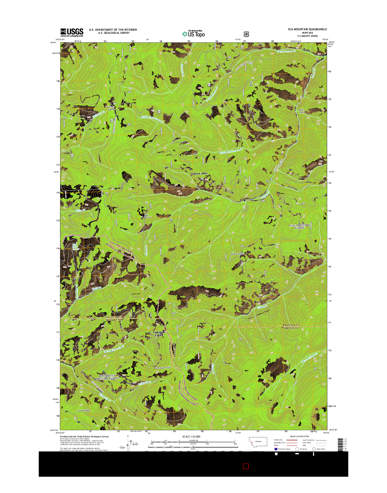 USGS US TOPO 7.5-MINUTE MAP FOR ELK MOUNTAIN, MT 2014
