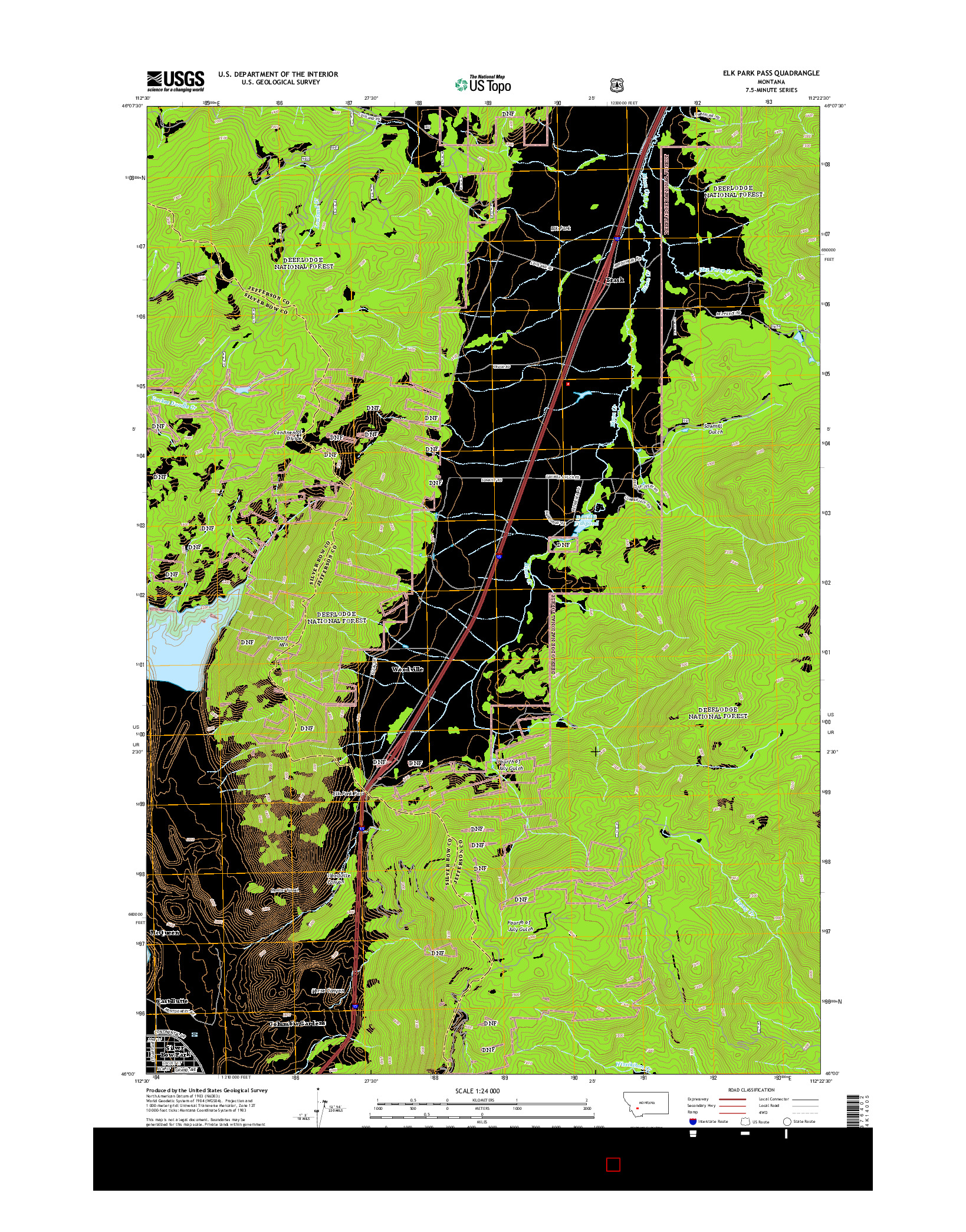 USGS US TOPO 7.5-MINUTE MAP FOR ELK PARK PASS, MT 2014