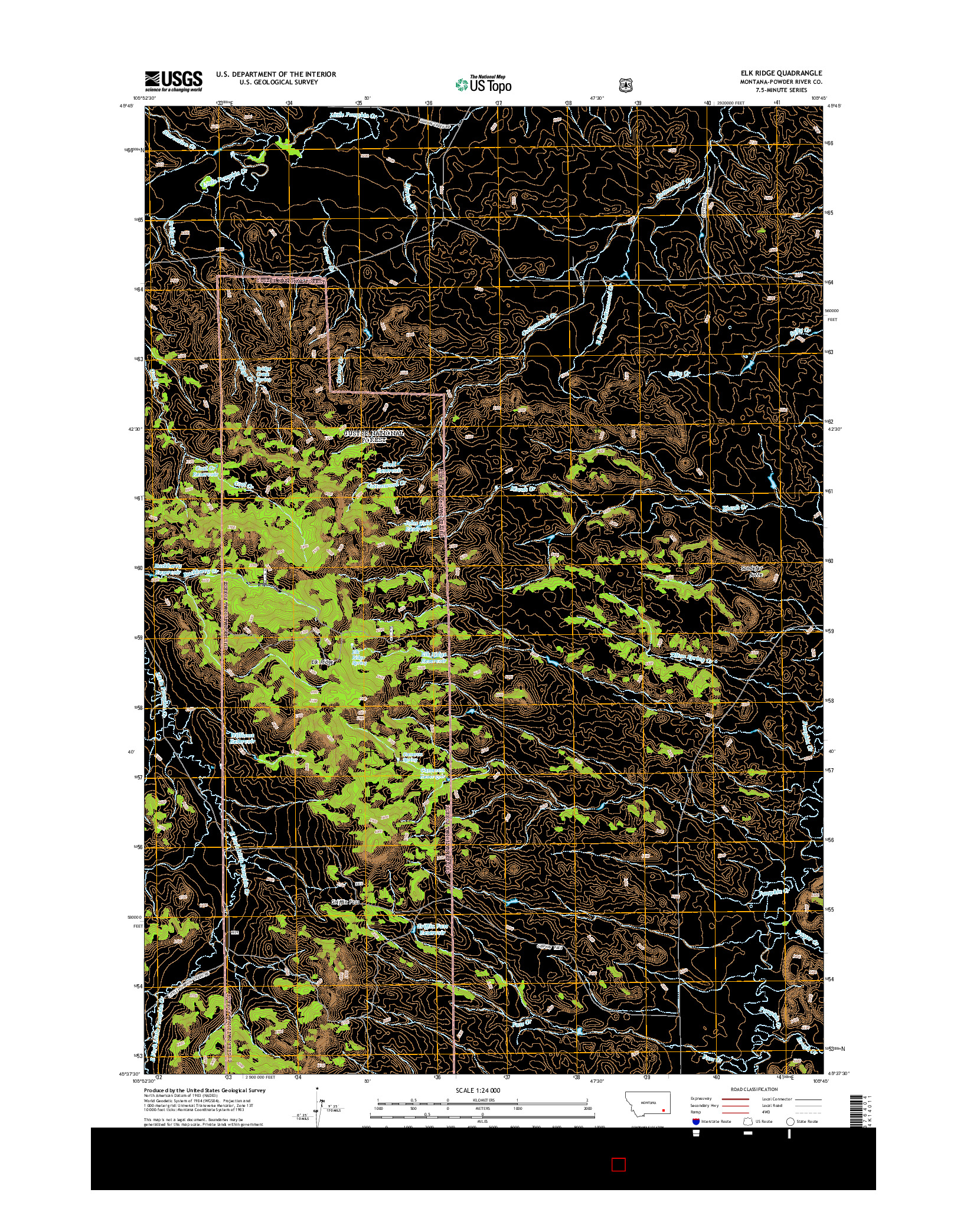USGS US TOPO 7.5-MINUTE MAP FOR ELK RIDGE, MT 2014