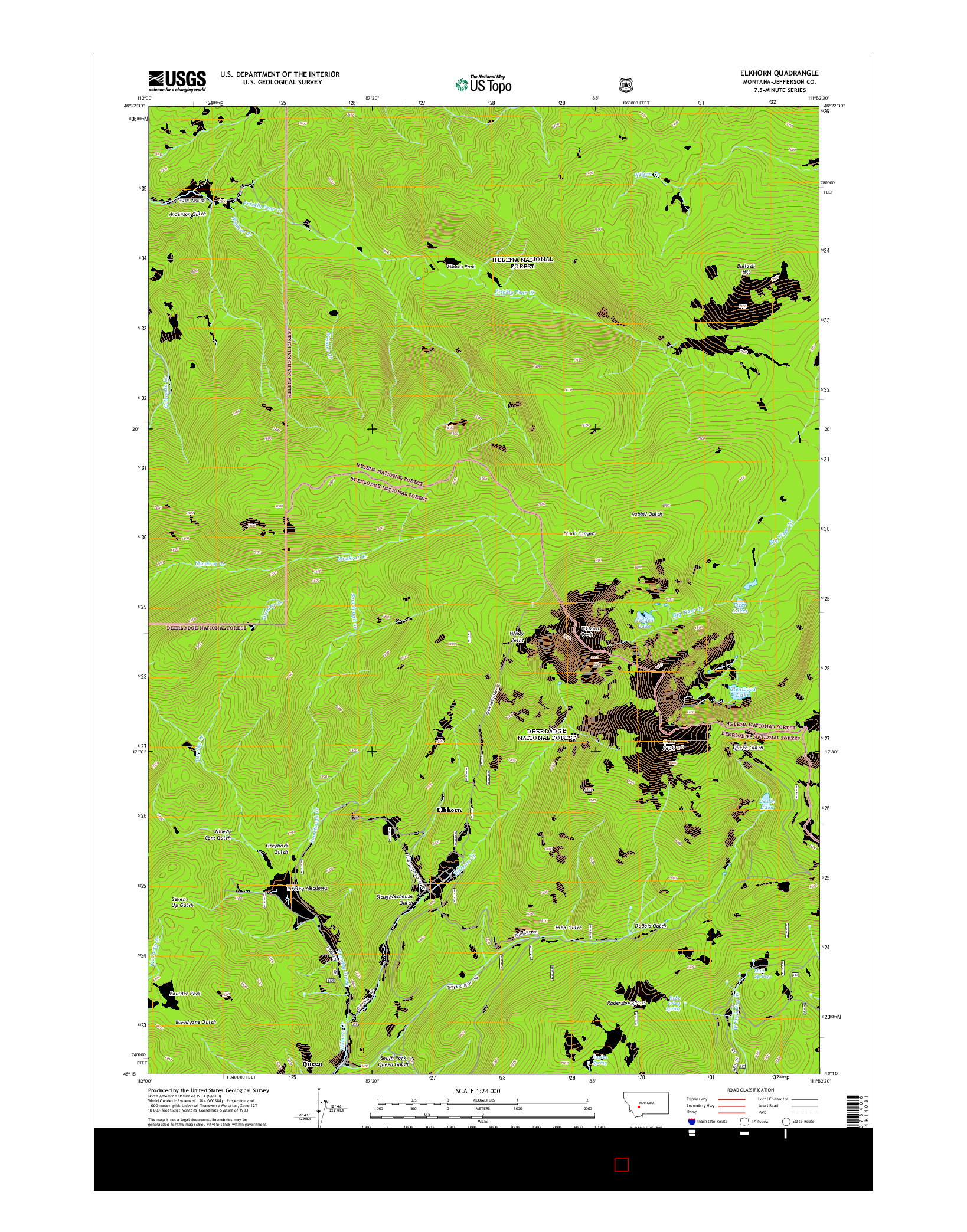 USGS US TOPO 7.5-MINUTE MAP FOR ELKHORN, MT 2014