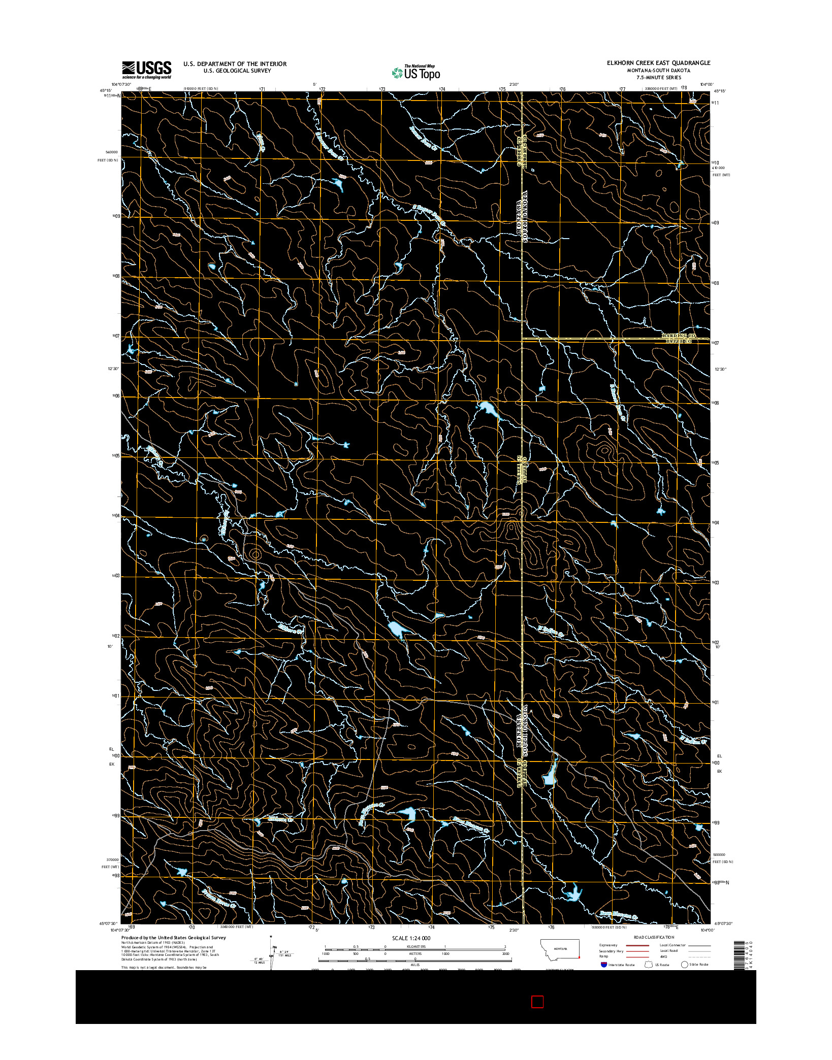 USGS US TOPO 7.5-MINUTE MAP FOR ELKHORN CREEK EAST, MT-SD 2014