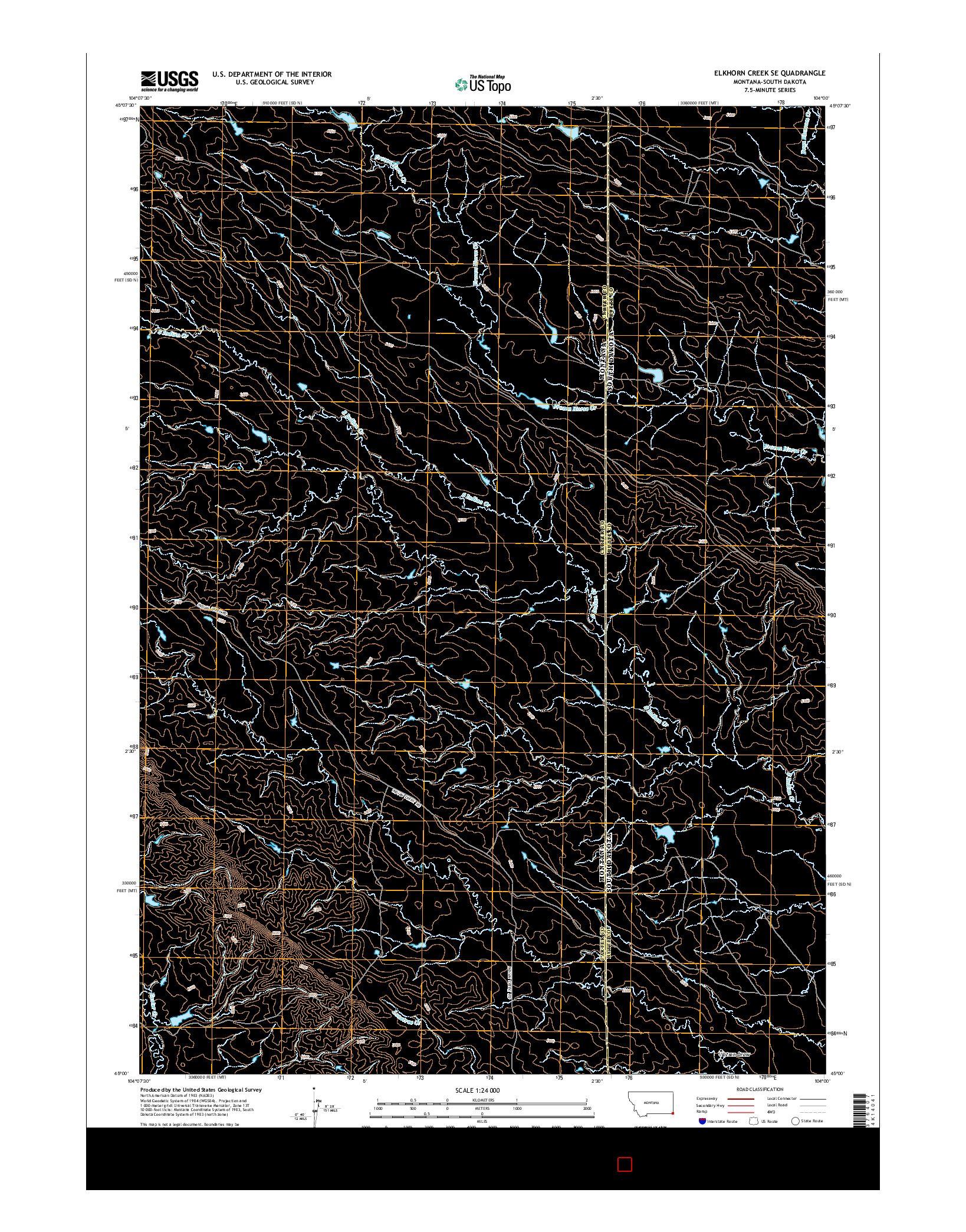 USGS US TOPO 7.5-MINUTE MAP FOR ELKHORN CREEK SE, MT-SD 2014