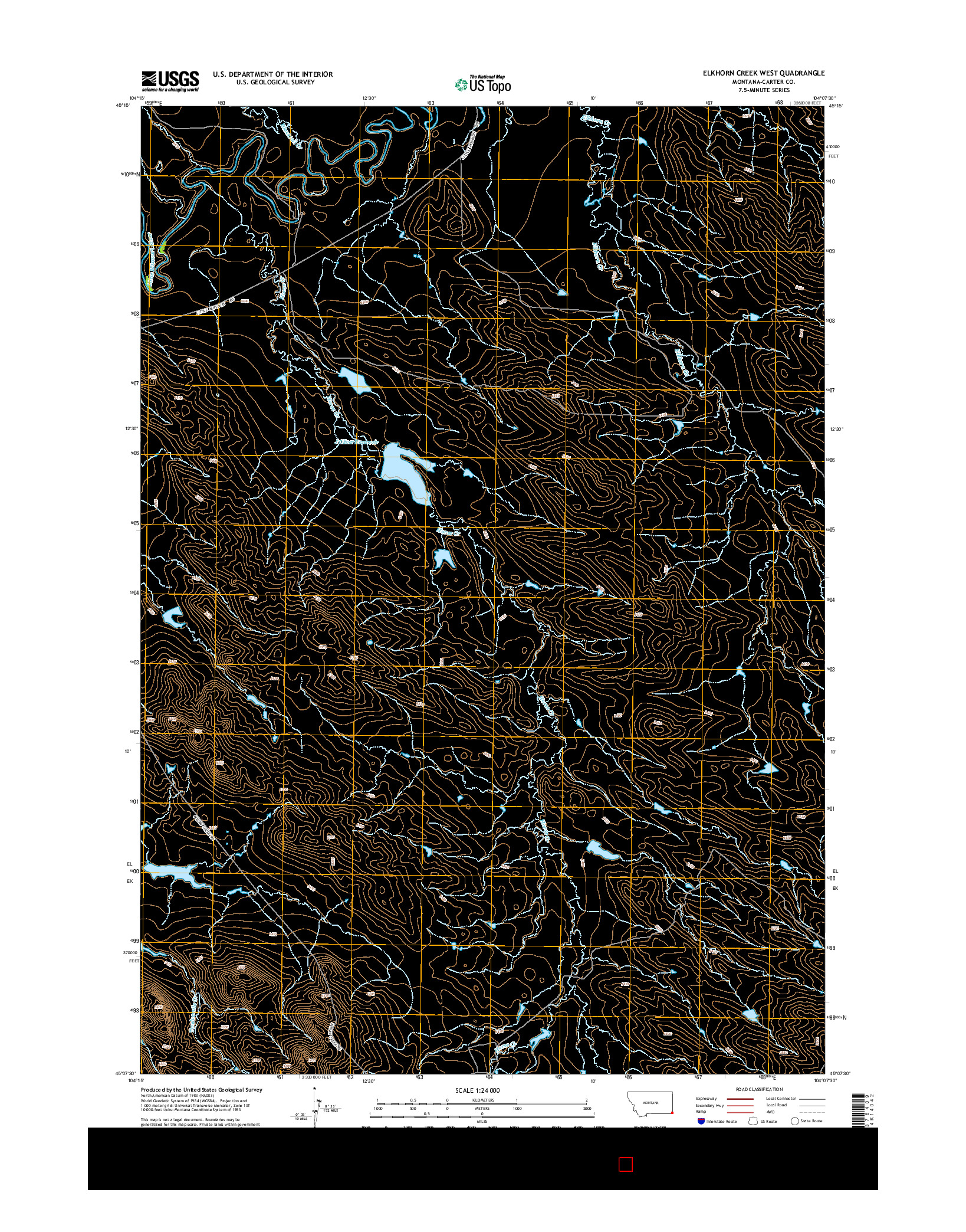 USGS US TOPO 7.5-MINUTE MAP FOR ELKHORN CREEK WEST, MT 2014
