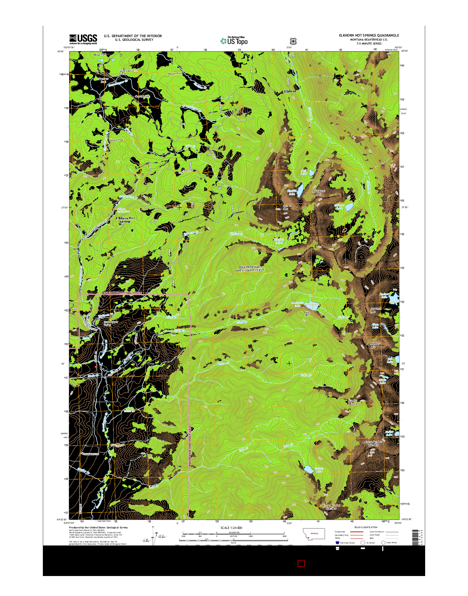 USGS US TOPO 7.5-MINUTE MAP FOR ELKHORN HOT SPRINGS, MT 2014