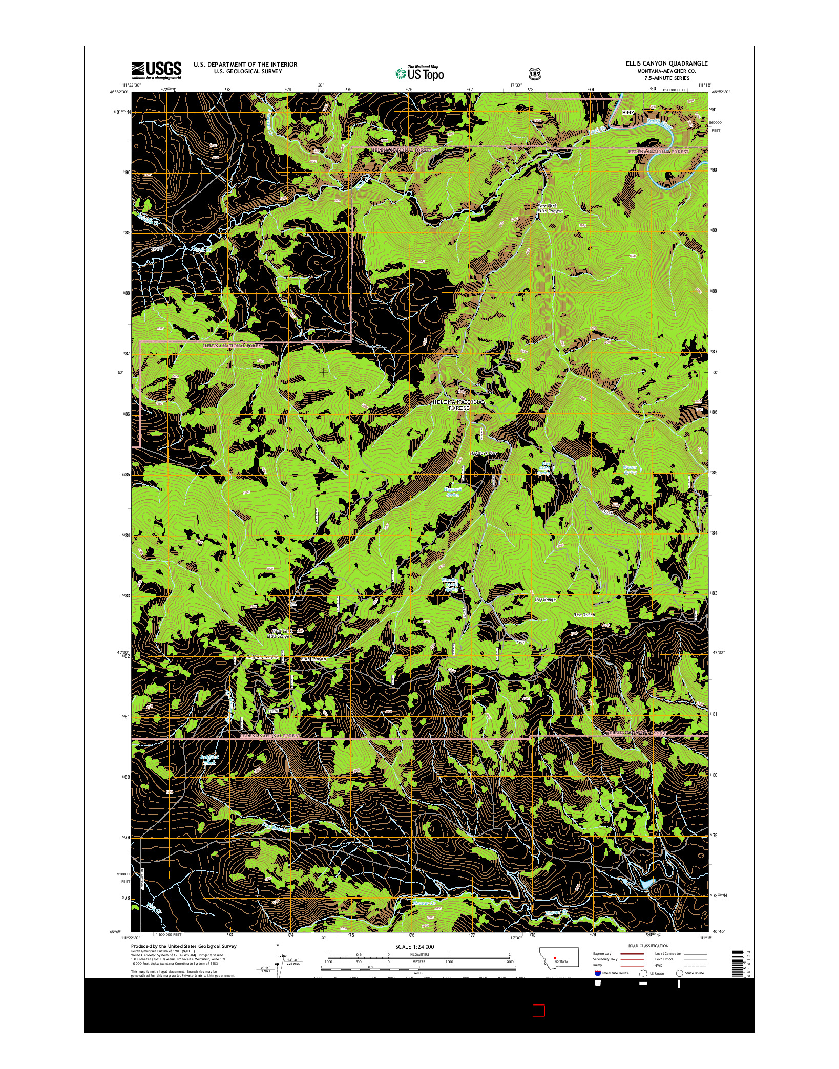 USGS US TOPO 7.5-MINUTE MAP FOR ELLIS CANYON, MT 2014