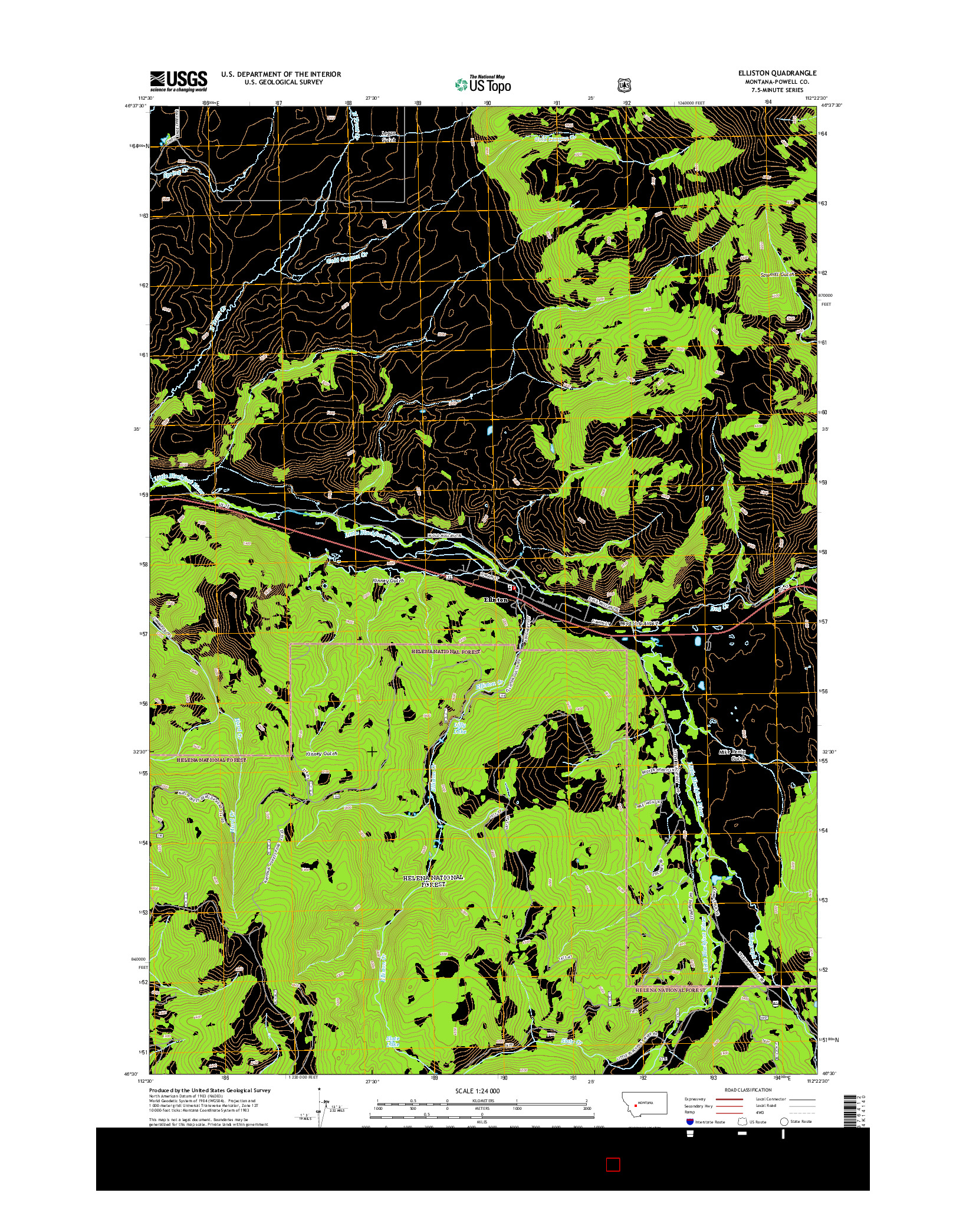USGS US TOPO 7.5-MINUTE MAP FOR ELLISTON, MT 2014