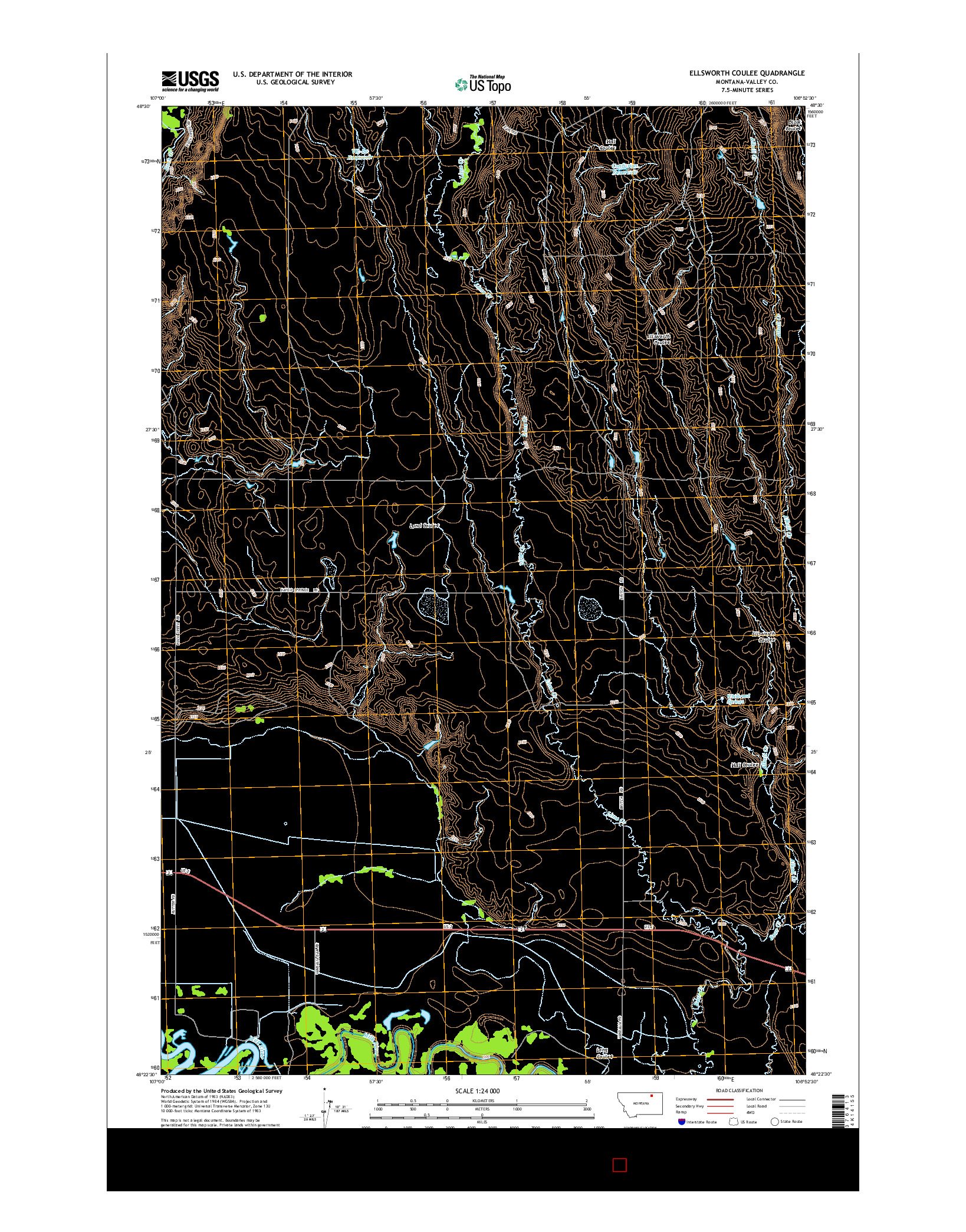 USGS US TOPO 7.5-MINUTE MAP FOR ELLSWORTH COULEE, MT 2014
