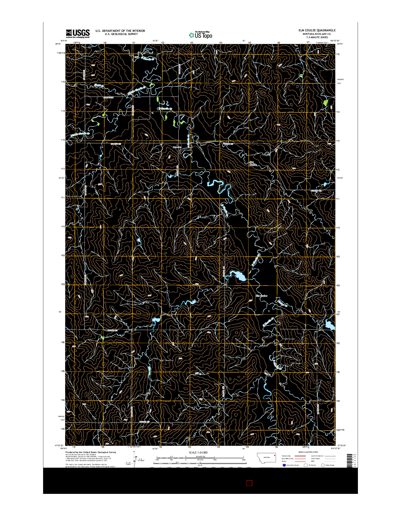 USGS US TOPO 7.5-MINUTE MAP FOR ELM COULEE, MT 2014