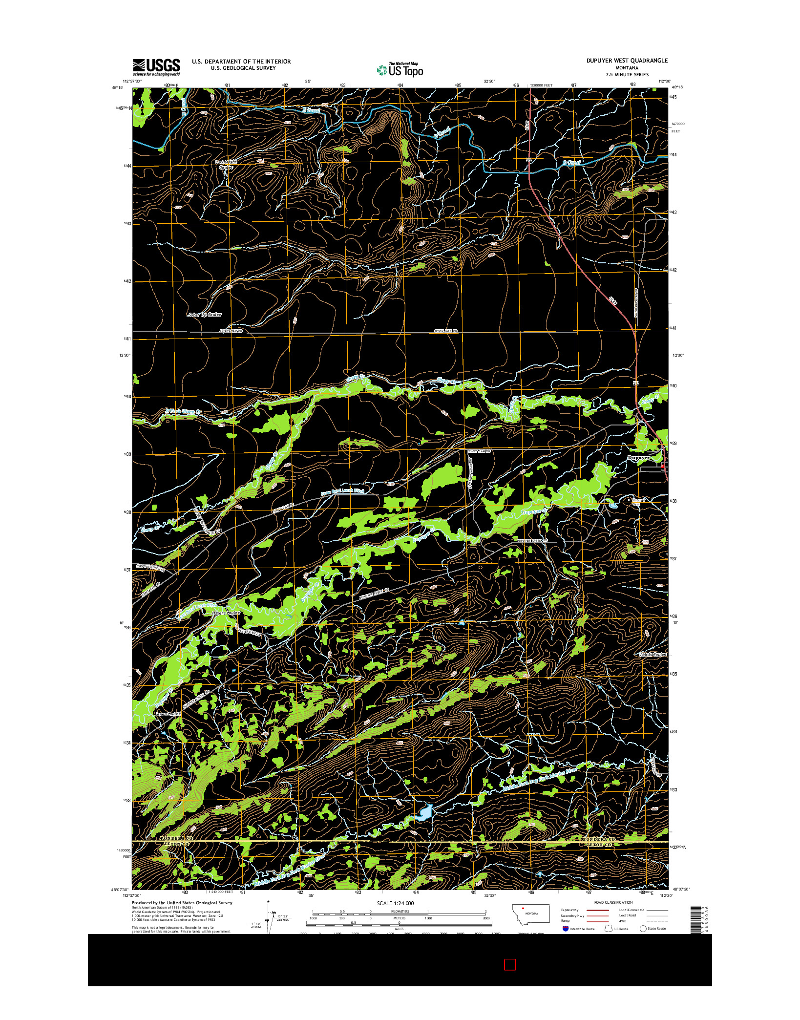 USGS US TOPO 7.5-MINUTE MAP FOR DUPUYER WEST, MT 2014