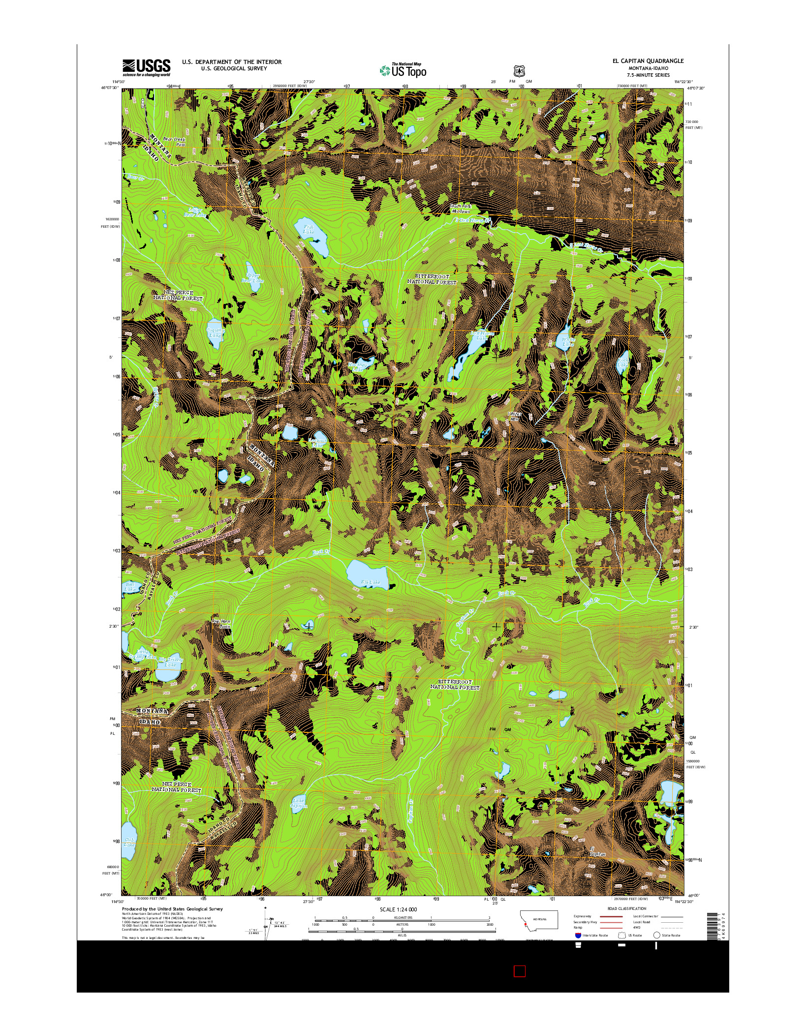 USGS US TOPO 7.5-MINUTE MAP FOR EL CAPITAN, MT-ID 2014