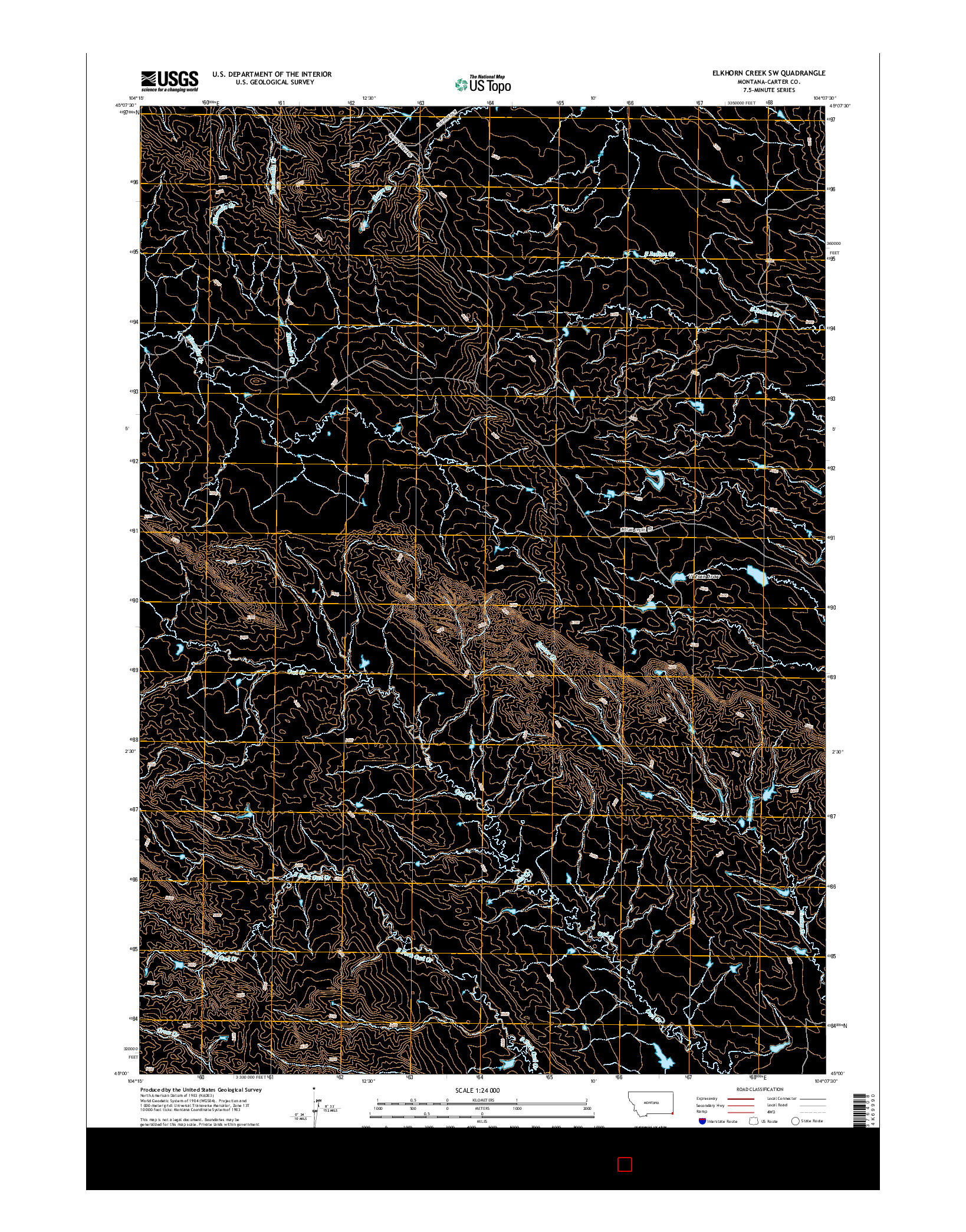 USGS US TOPO 7.5-MINUTE MAP FOR ELKHORN CREEK SW, MT 2014