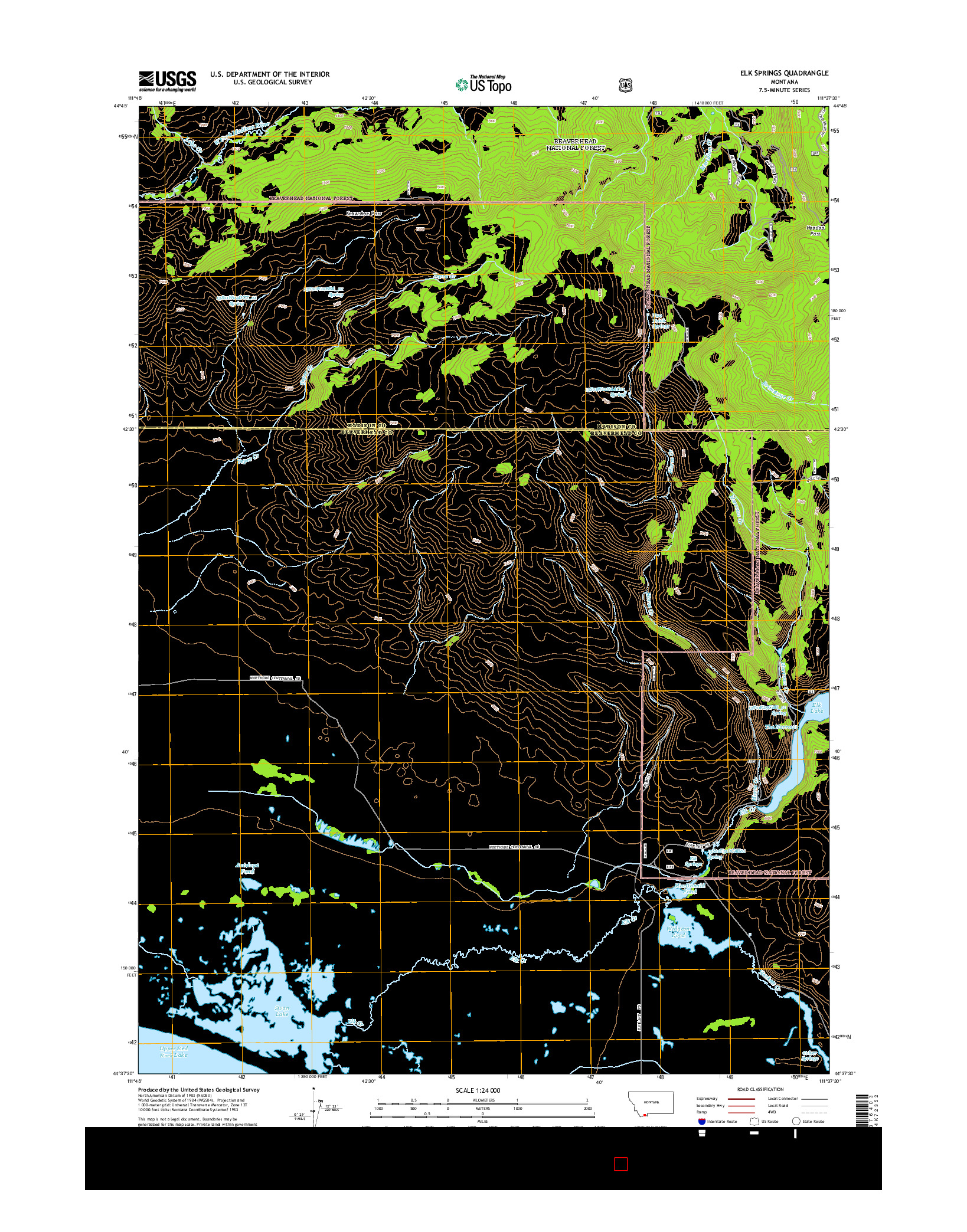 USGS US TOPO 7.5-MINUTE MAP FOR ELK SPRINGS, MT 2014