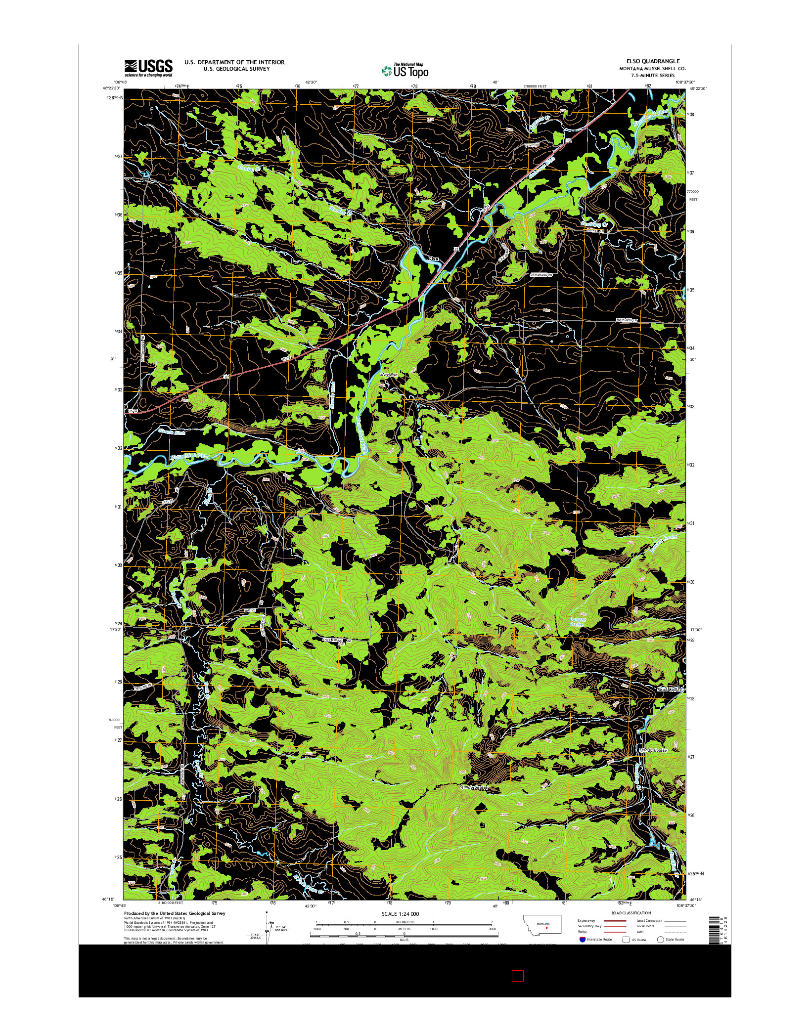 USGS US TOPO 7.5-MINUTE MAP FOR ELSO, MT 2014