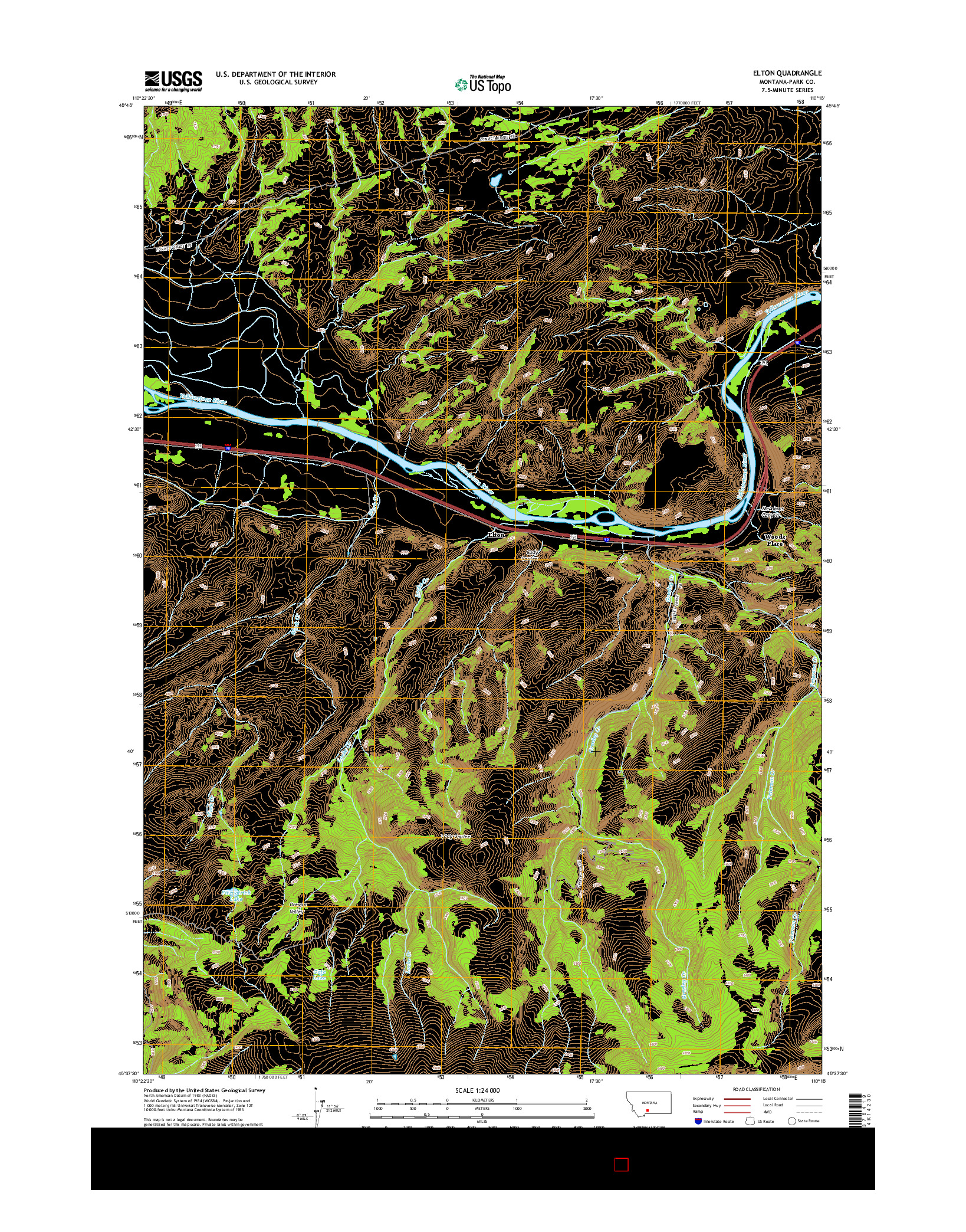 USGS US TOPO 7.5-MINUTE MAP FOR ELTON, MT 2014