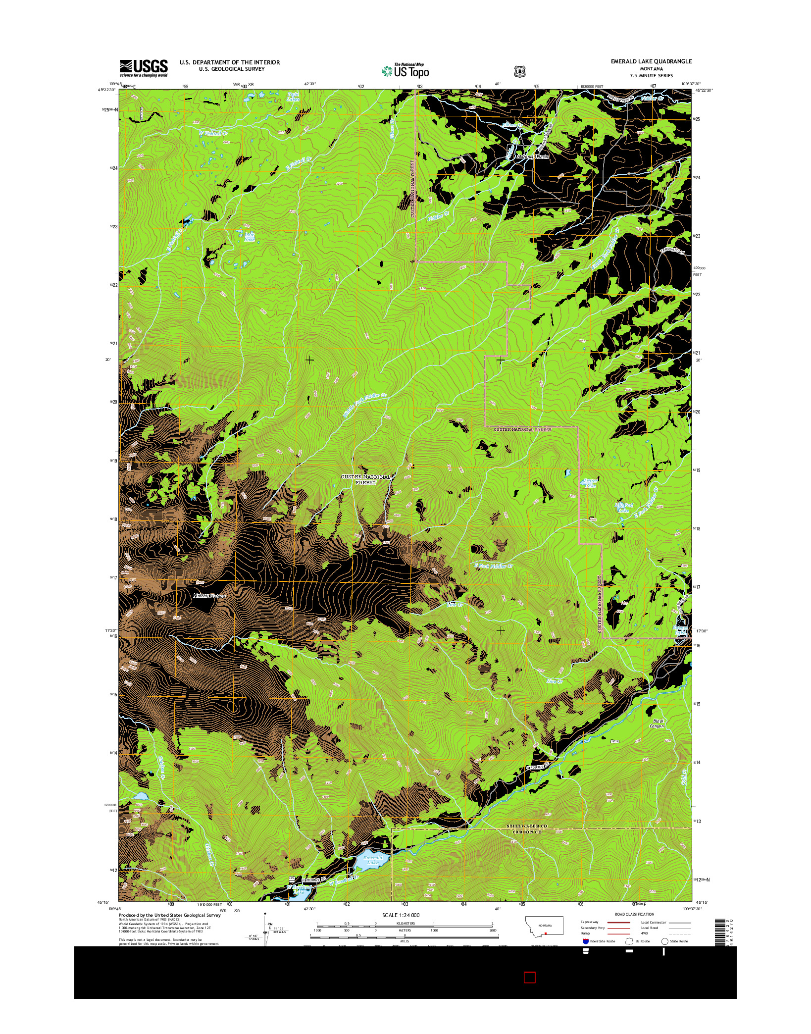 USGS US TOPO 7.5-MINUTE MAP FOR EMERALD LAKE, MT 2014