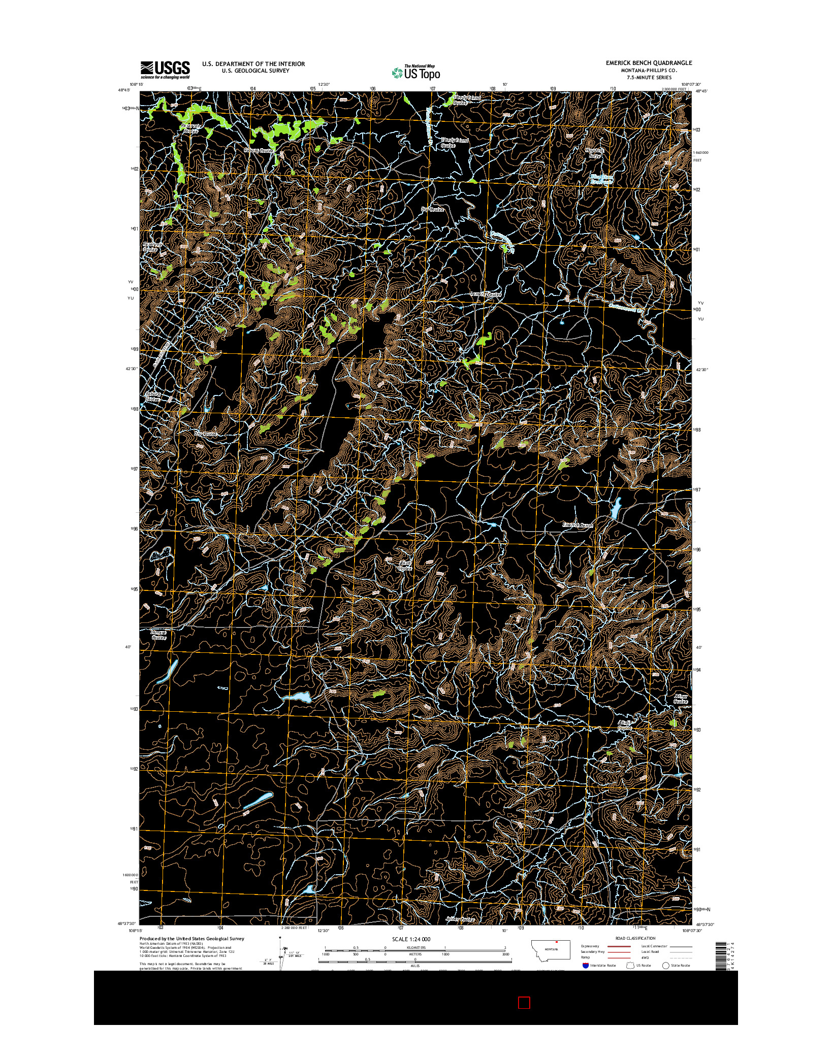 USGS US TOPO 7.5-MINUTE MAP FOR EMERICK BENCH, MT 2014