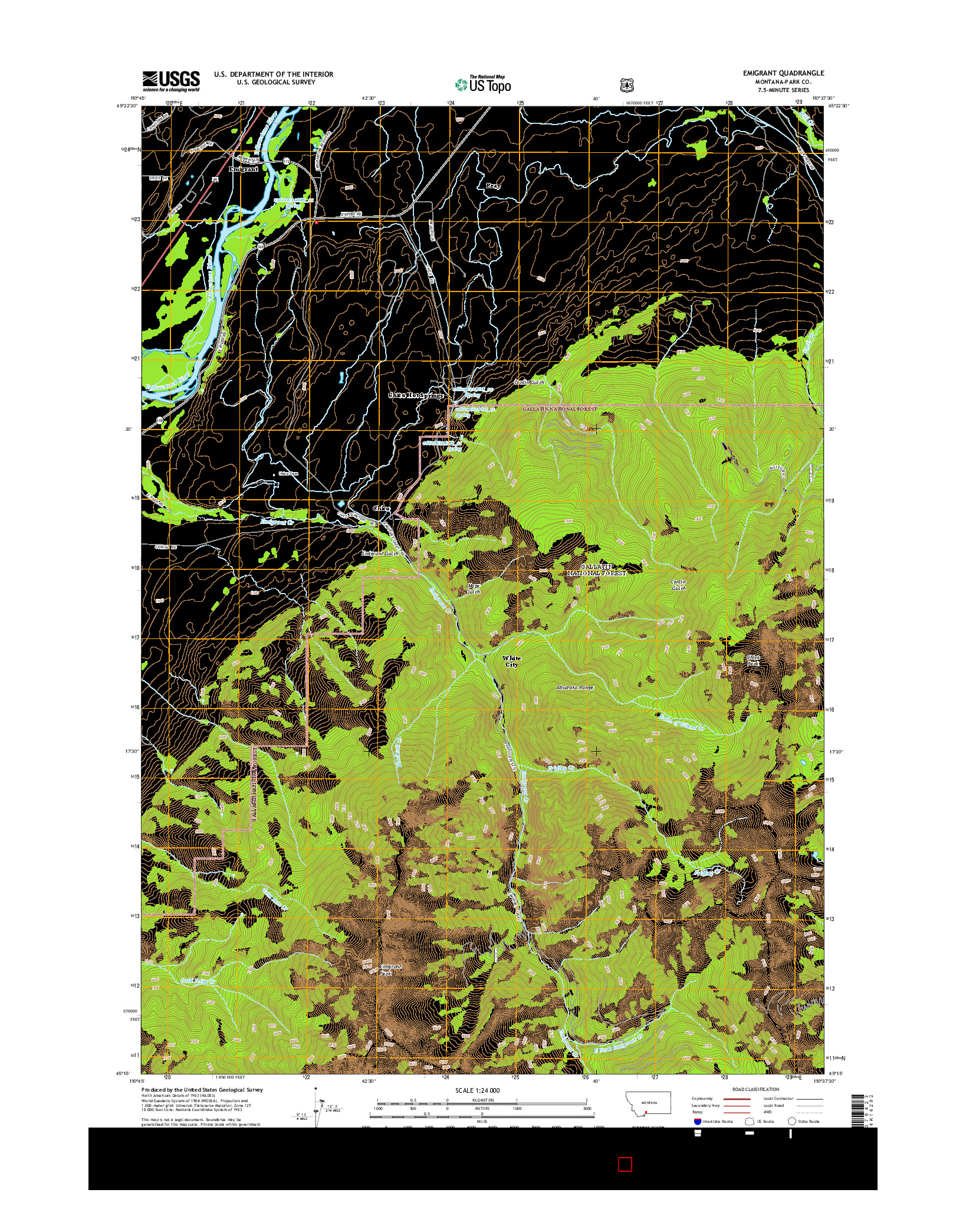 USGS US TOPO 7.5-MINUTE MAP FOR EMIGRANT, MT 2014