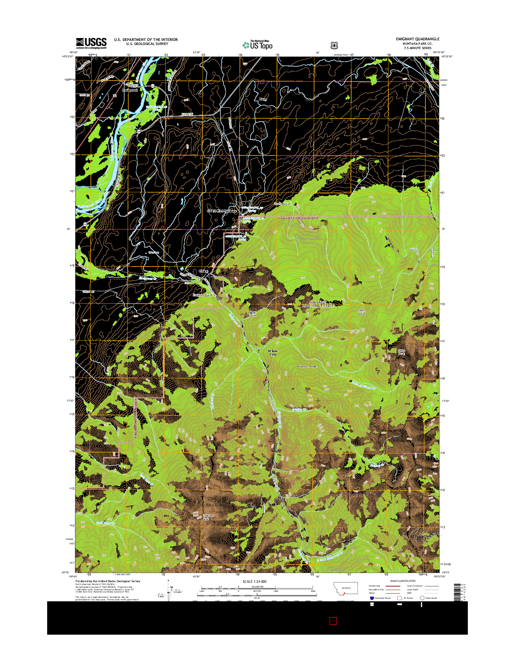 USGS US TOPO 7.5-MINUTE MAP FOR EMIGRANT, MT 2014