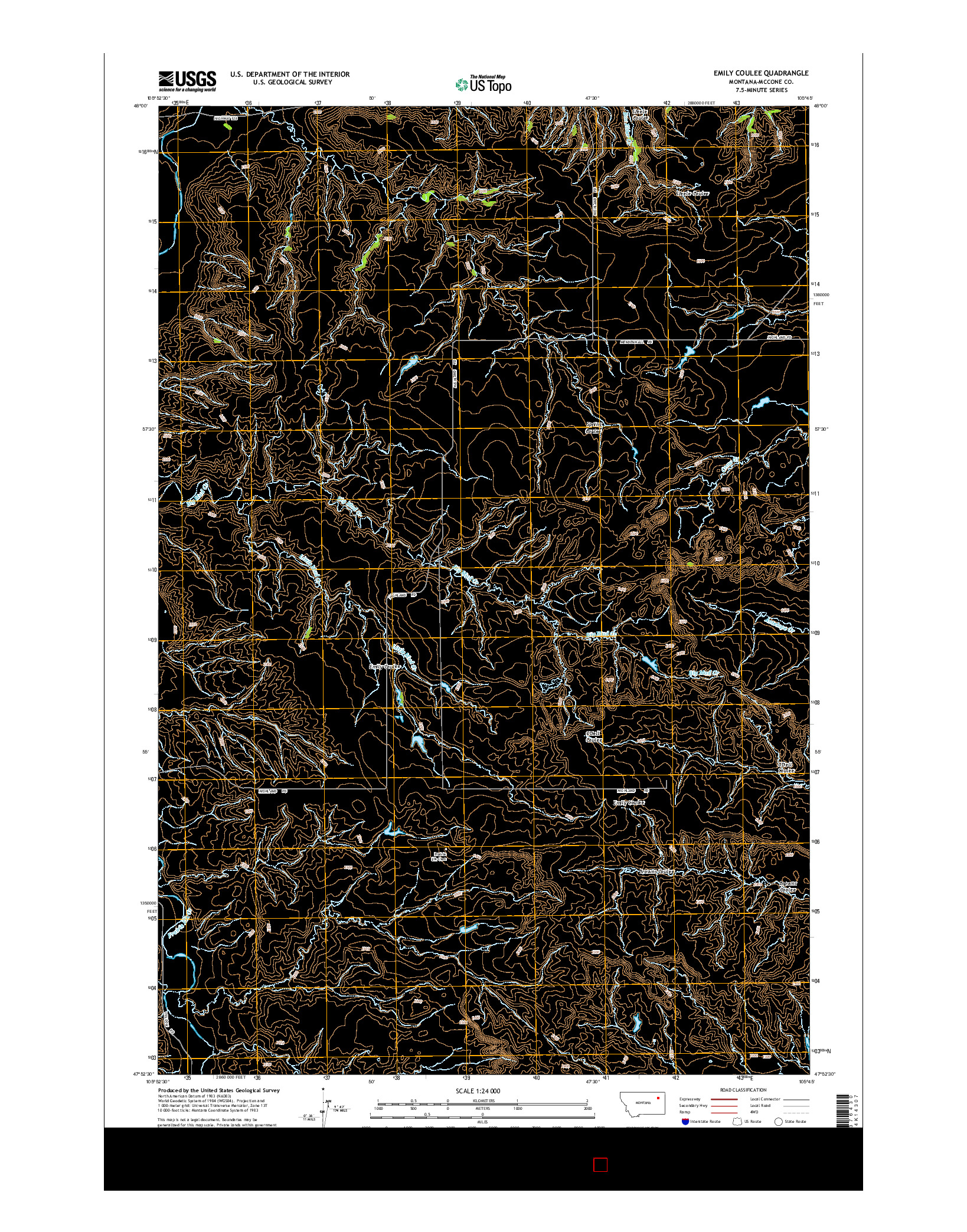 USGS US TOPO 7.5-MINUTE MAP FOR EMILY COULEE, MT 2014