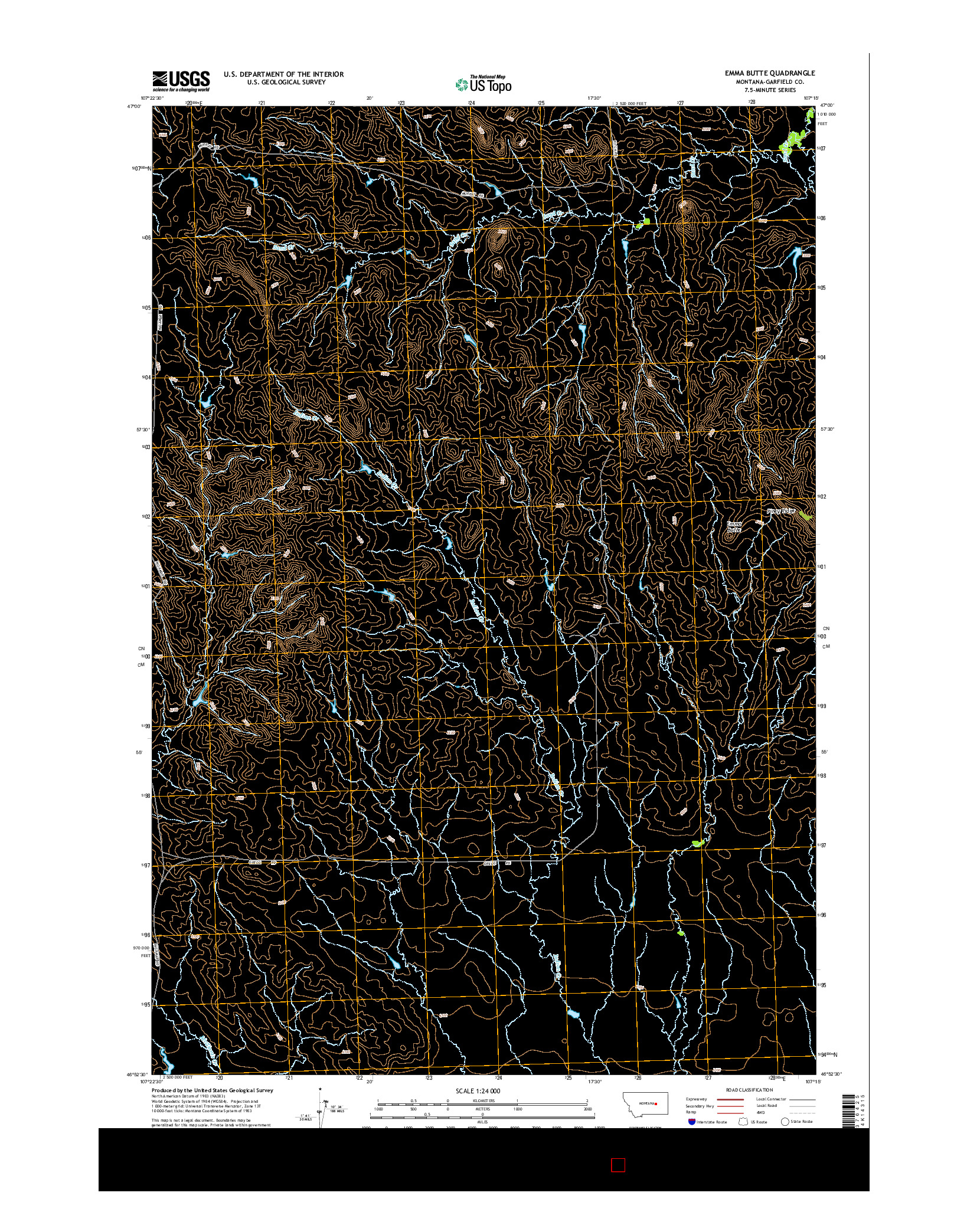 USGS US TOPO 7.5-MINUTE MAP FOR EMMA BUTTE, MT 2014