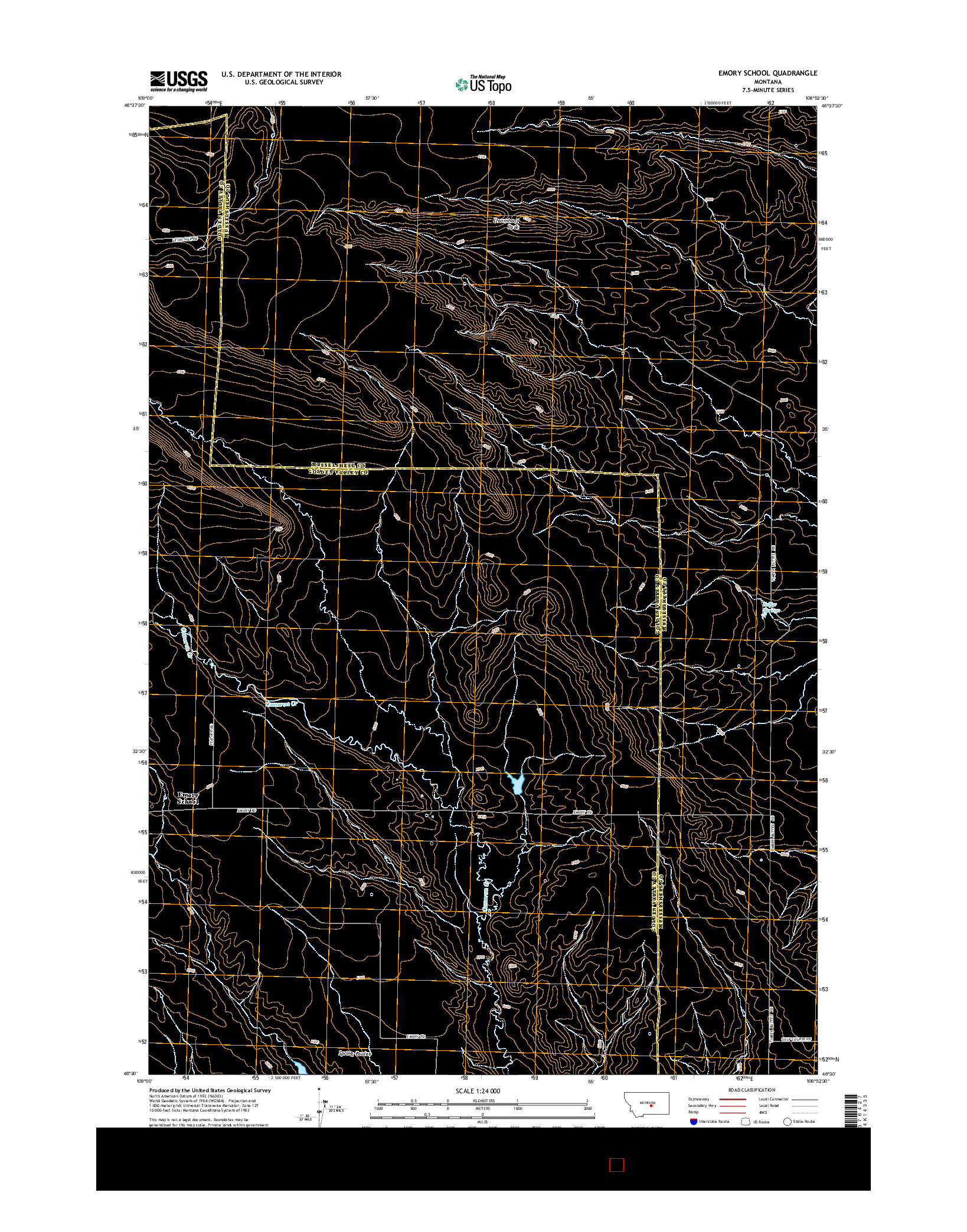 USGS US TOPO 7.5-MINUTE MAP FOR EMORY SCHOOL, MT 2014