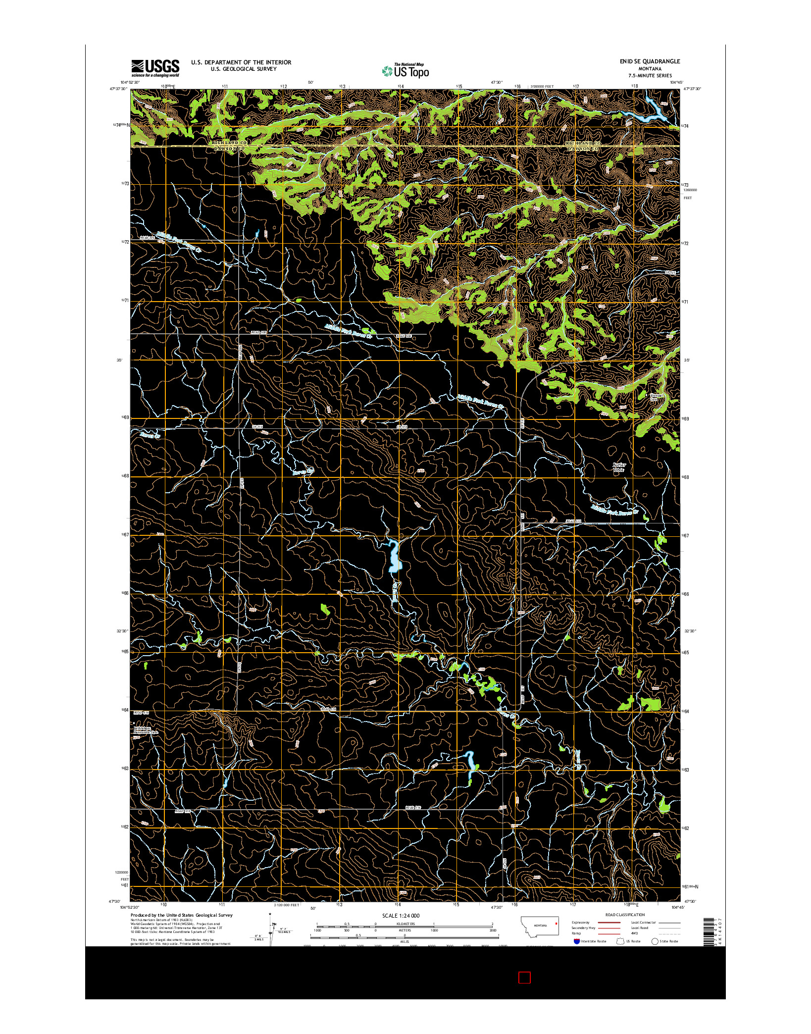 USGS US TOPO 7.5-MINUTE MAP FOR ENID SE, MT 2014