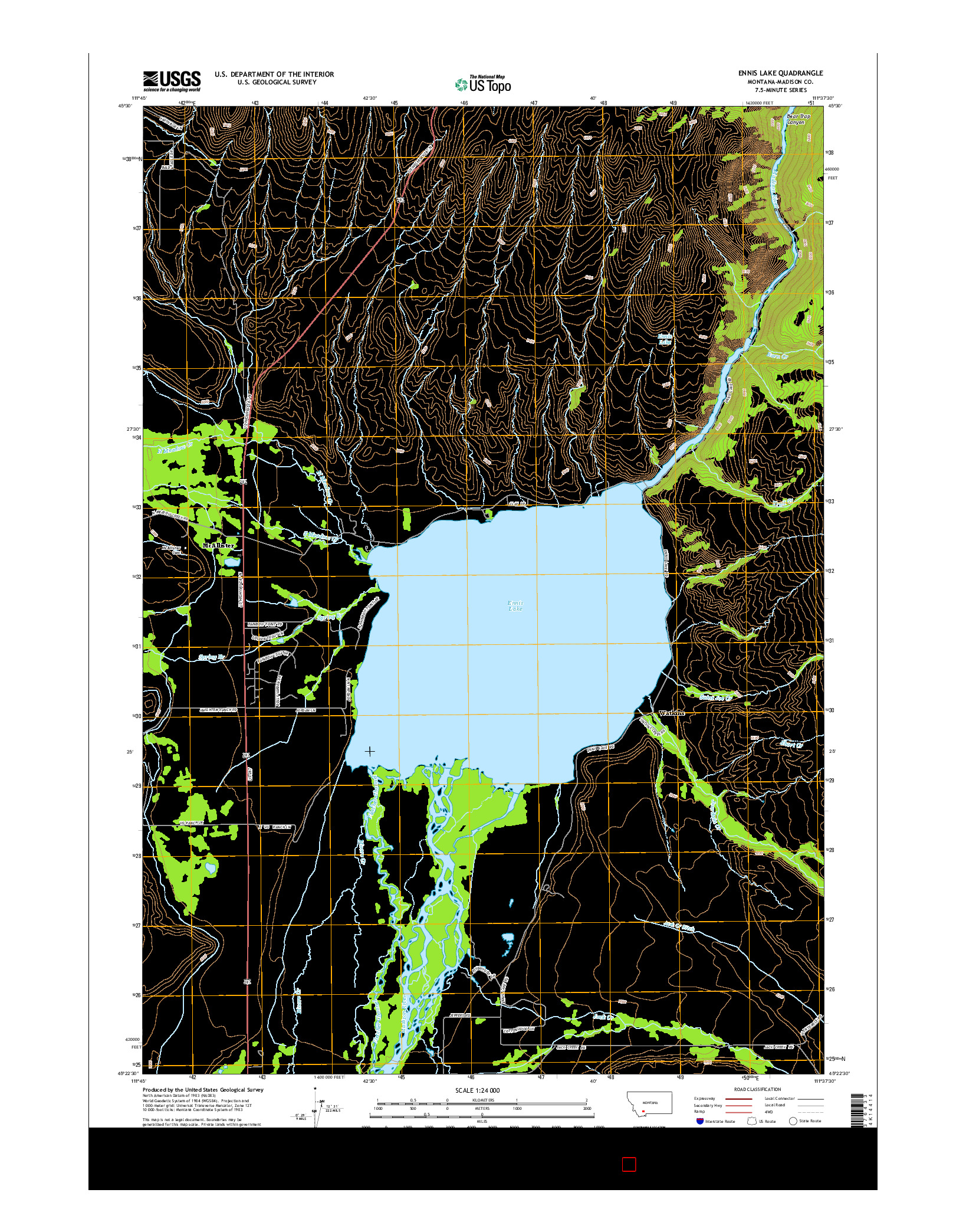 USGS US TOPO 7.5-MINUTE MAP FOR ENNIS LAKE, MT 2014