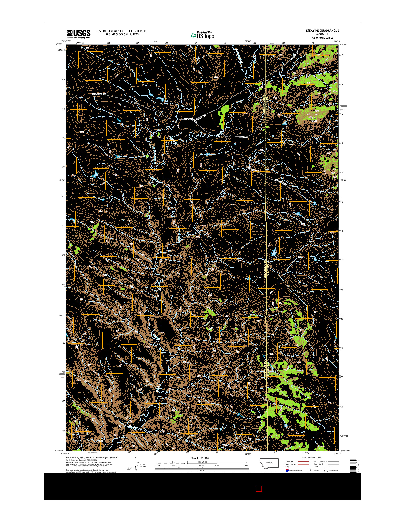 USGS US TOPO 7.5-MINUTE MAP FOR ESKAY NE, MT 2014