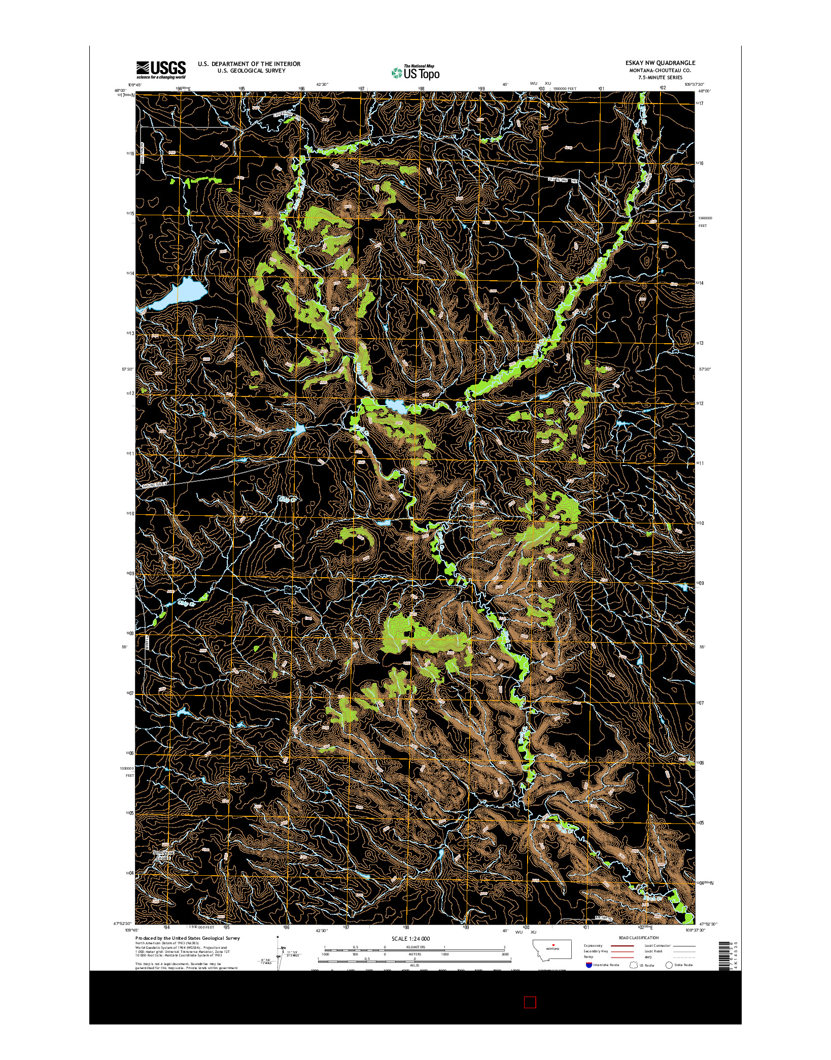 USGS US TOPO 7.5-MINUTE MAP FOR ESKAY NW, MT 2014