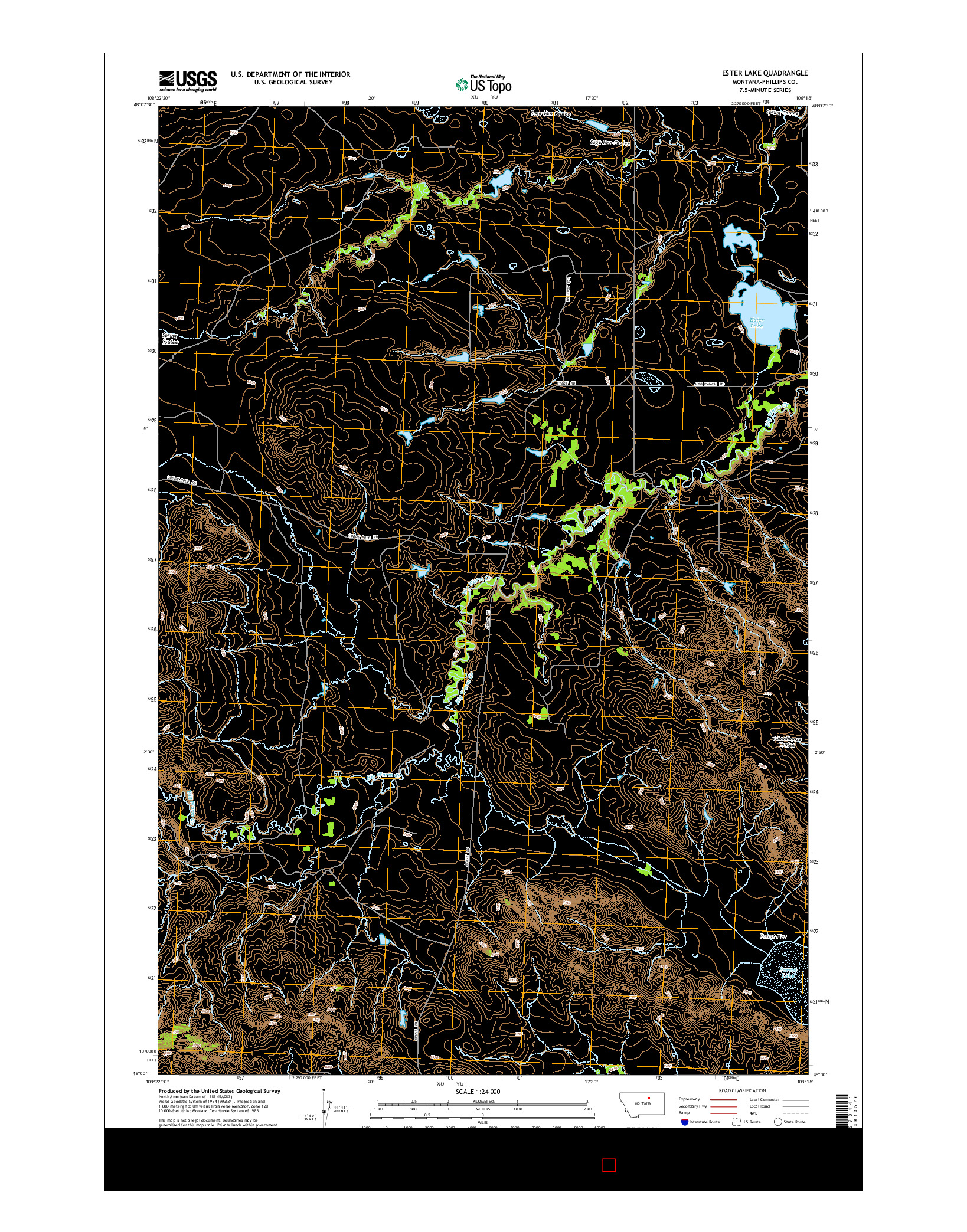 USGS US TOPO 7.5-MINUTE MAP FOR ESTER LAKE, MT 2014