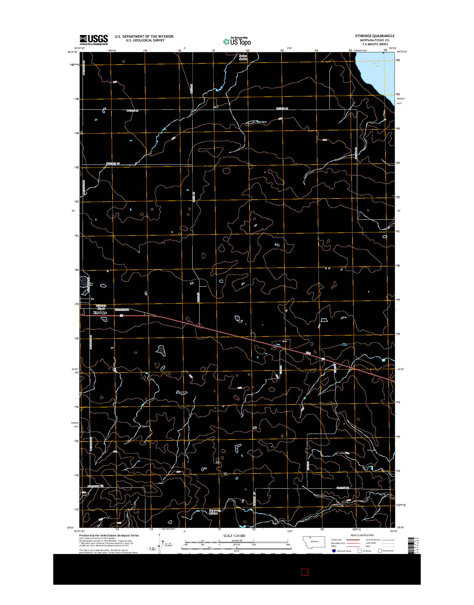 USGS US TOPO 7.5-MINUTE MAP FOR ETHRIDGE, MT 2014