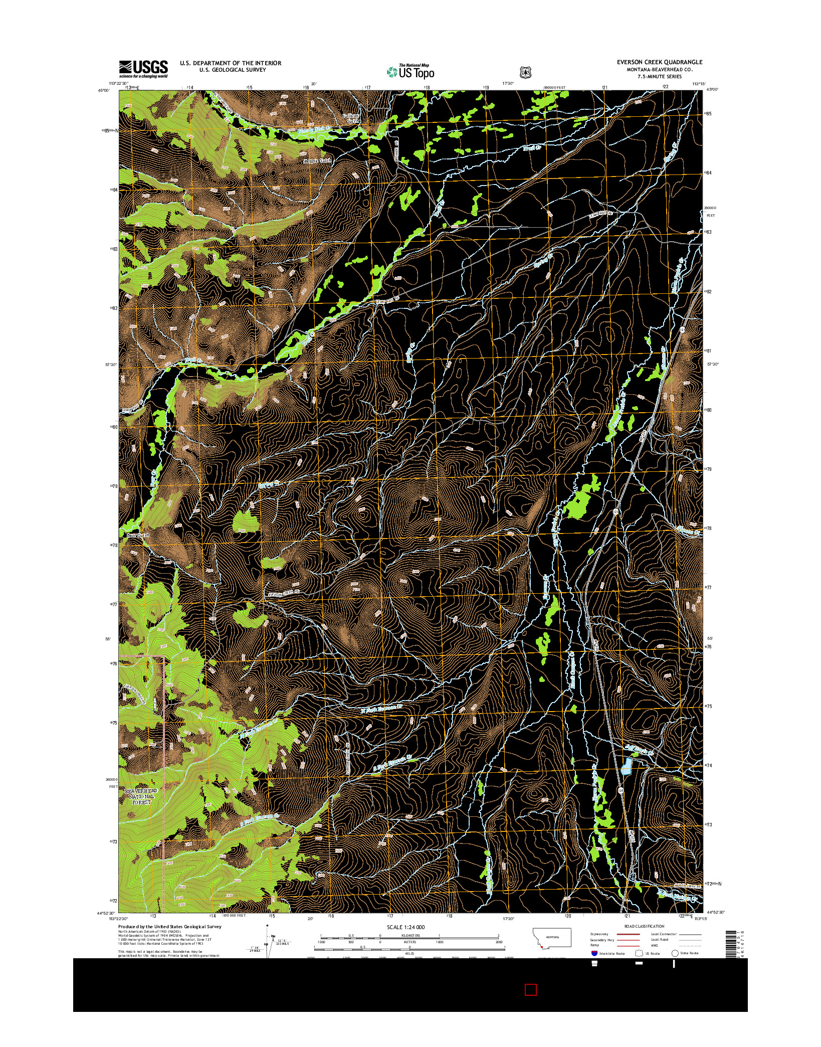 USGS US TOPO 7.5-MINUTE MAP FOR EVERSON CREEK, MT 2014