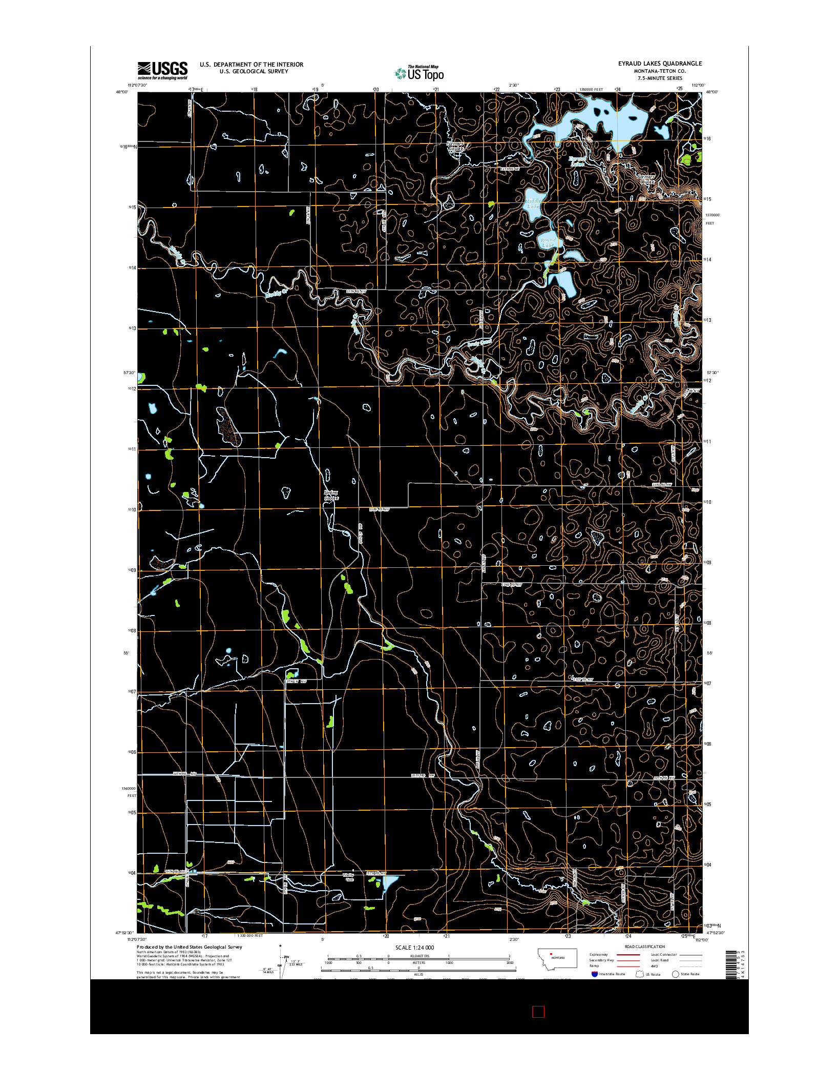 USGS US TOPO 7.5-MINUTE MAP FOR EYRAUD LAKES, MT 2014