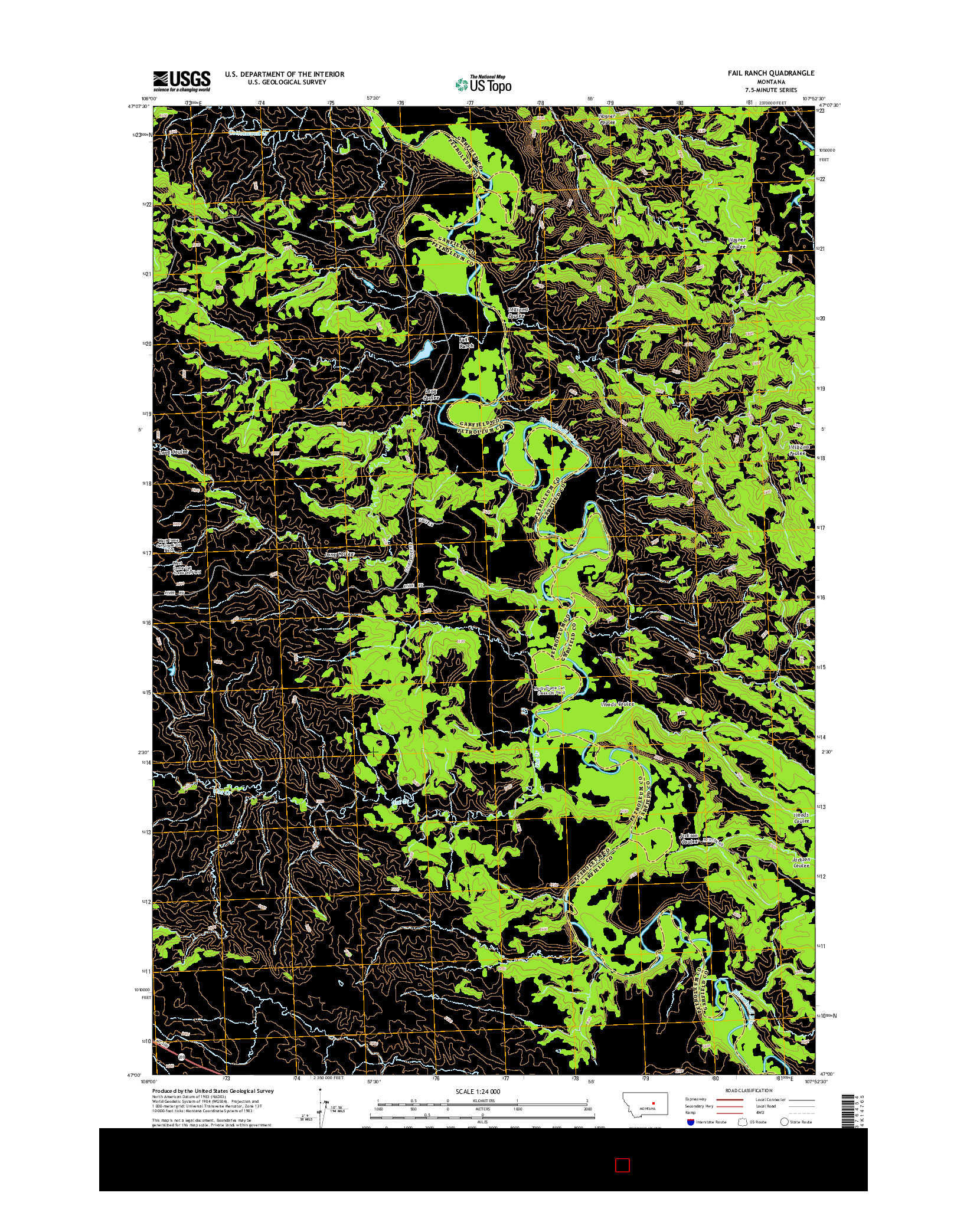 USGS US TOPO 7.5-MINUTE MAP FOR FAIL RANCH, MT 2014