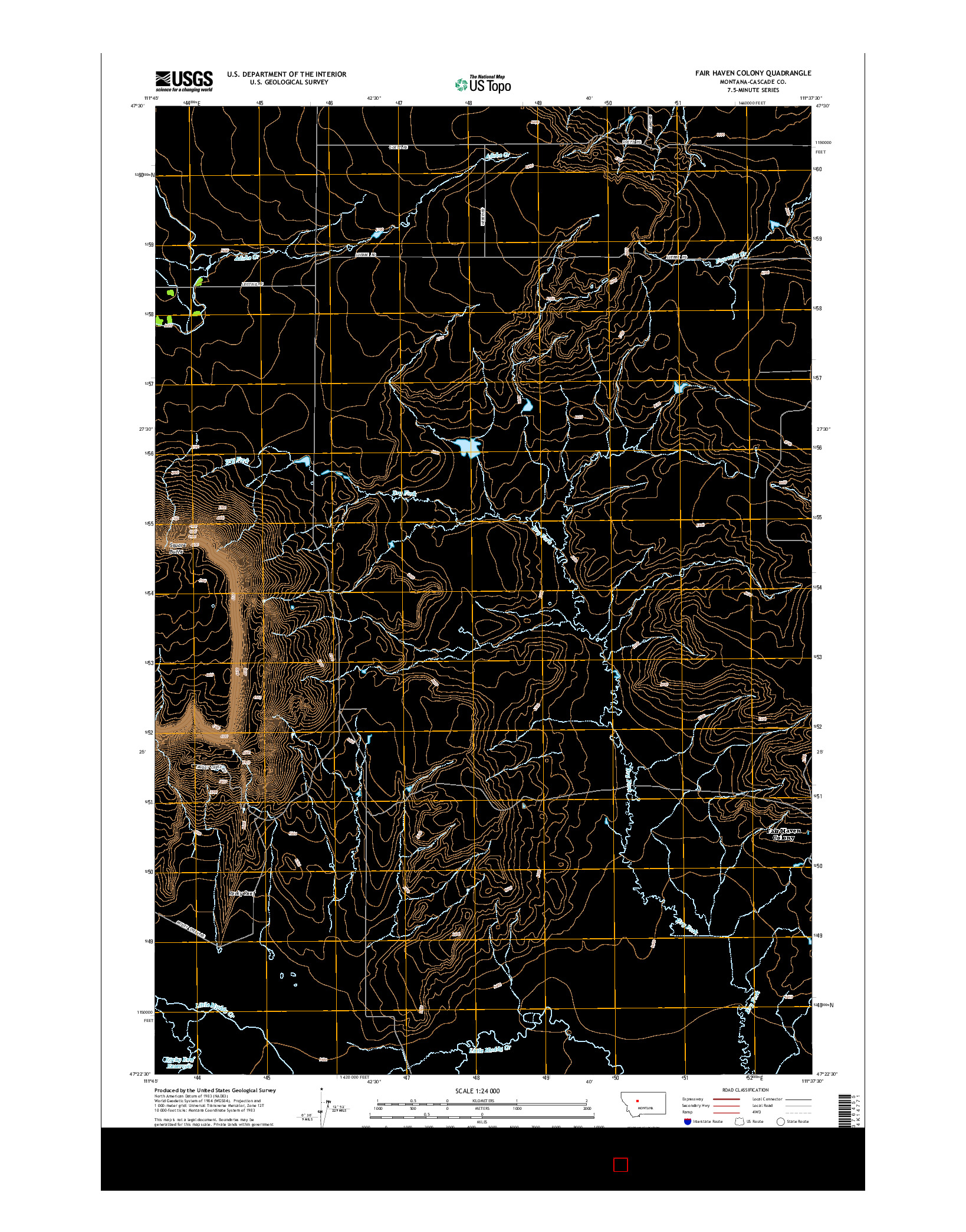 USGS US TOPO 7.5-MINUTE MAP FOR FAIR HAVEN COLONY, MT 2014