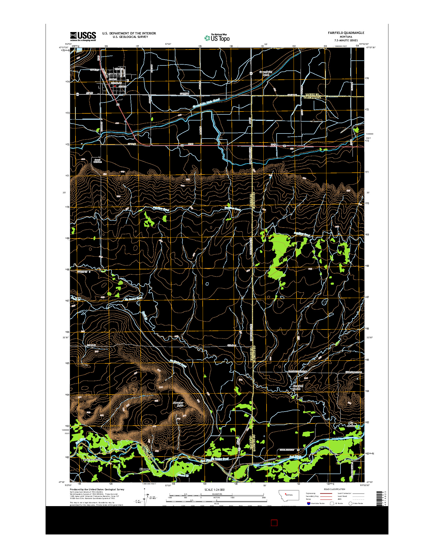 USGS US TOPO 7.5-MINUTE MAP FOR FAIRFIELD, MT 2014