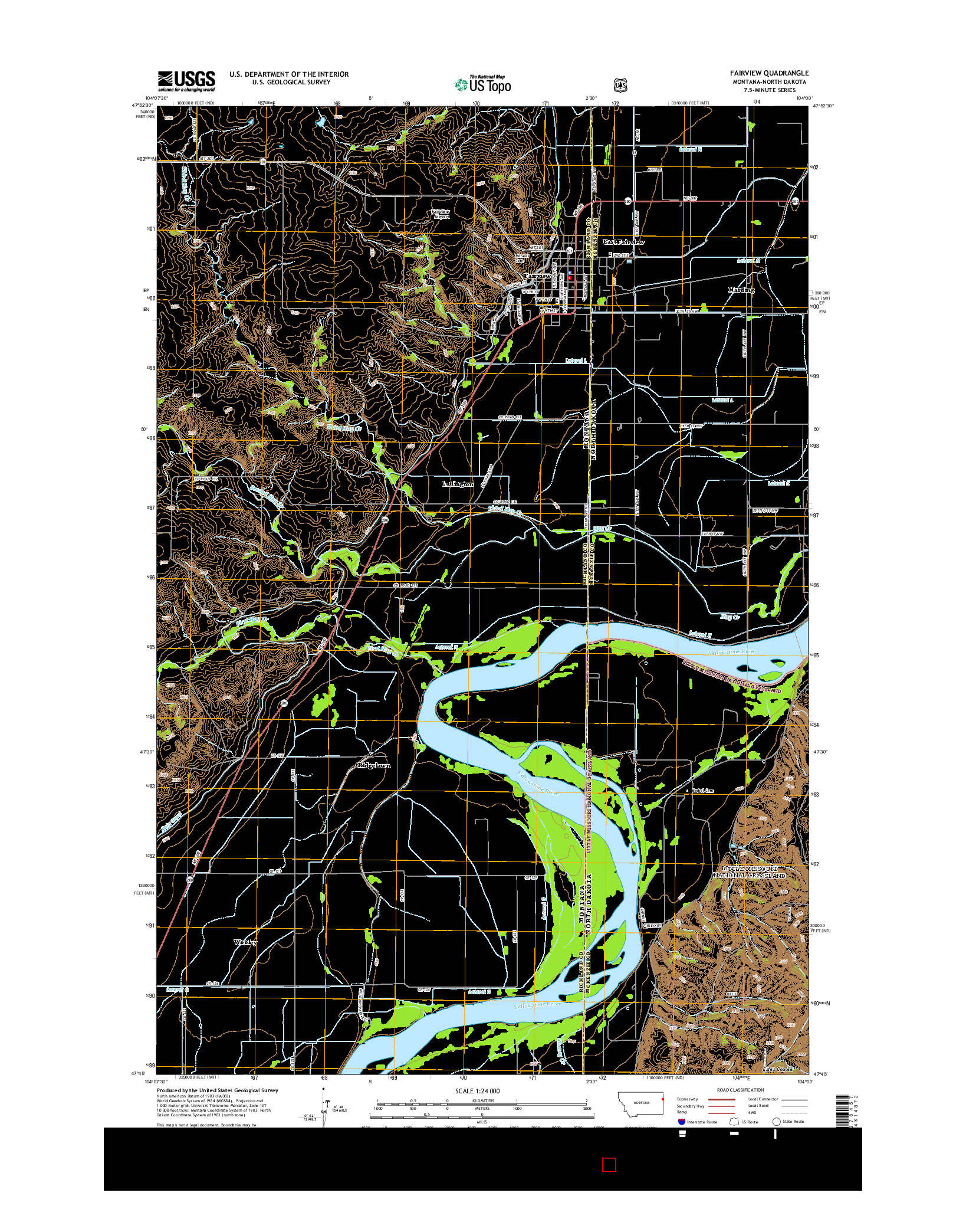 USGS US TOPO 7.5-MINUTE MAP FOR FAIRVIEW, MT-ND 2014