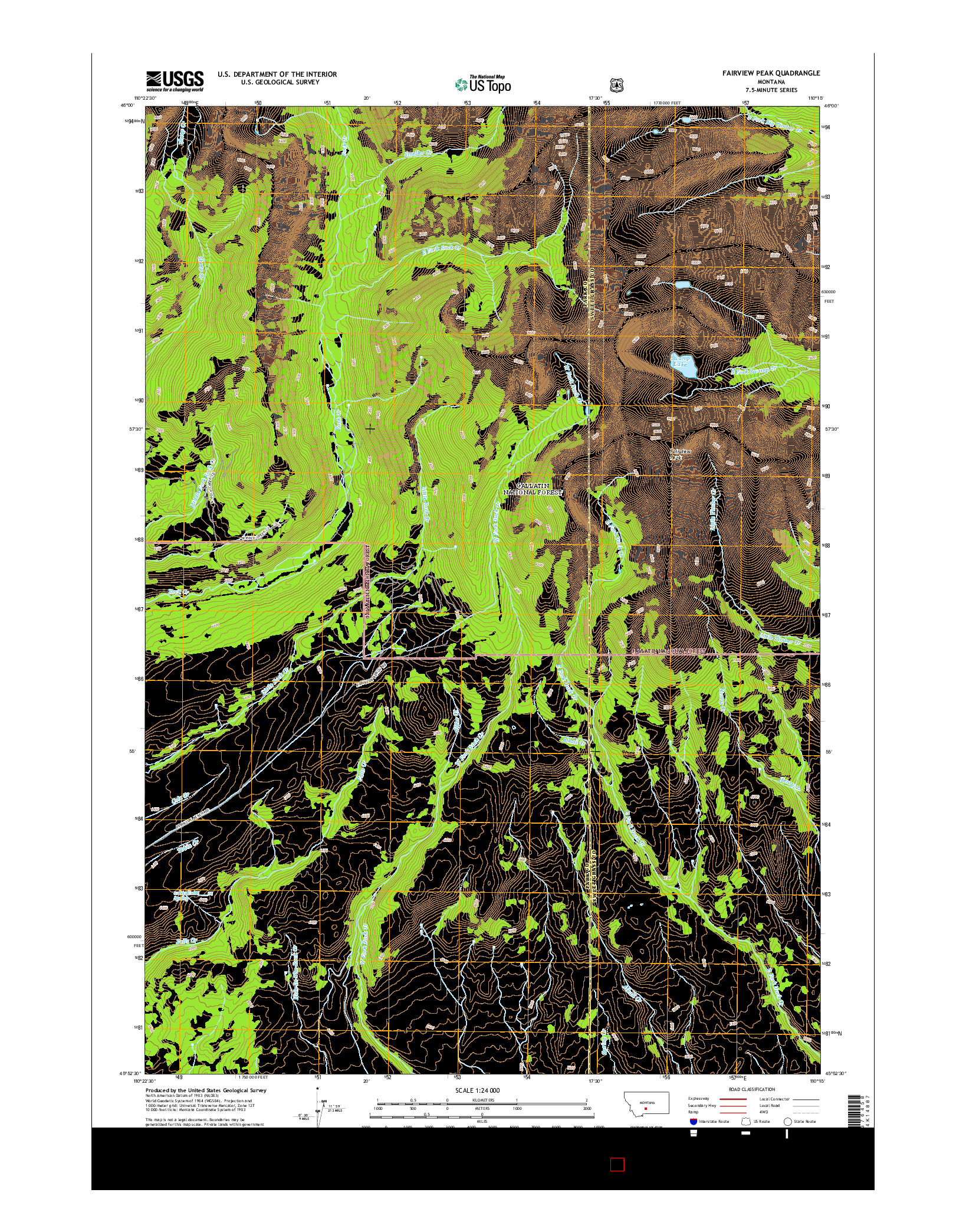 USGS US TOPO 7.5-MINUTE MAP FOR FAIRVIEW PEAK, MT 2014