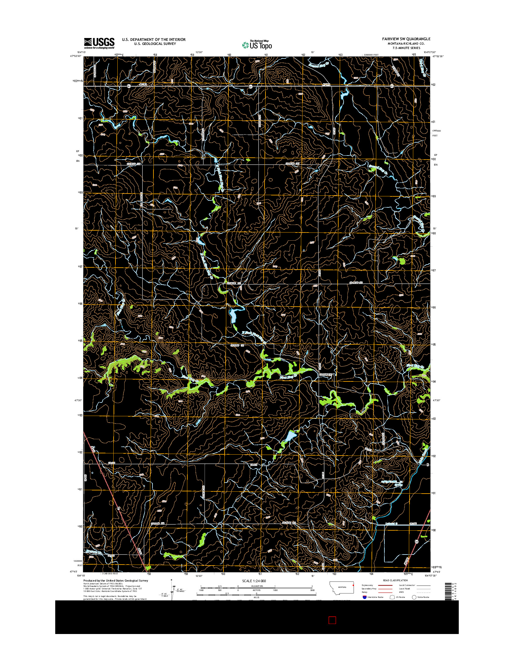 USGS US TOPO 7.5-MINUTE MAP FOR FAIRVIEW SW, MT 2014