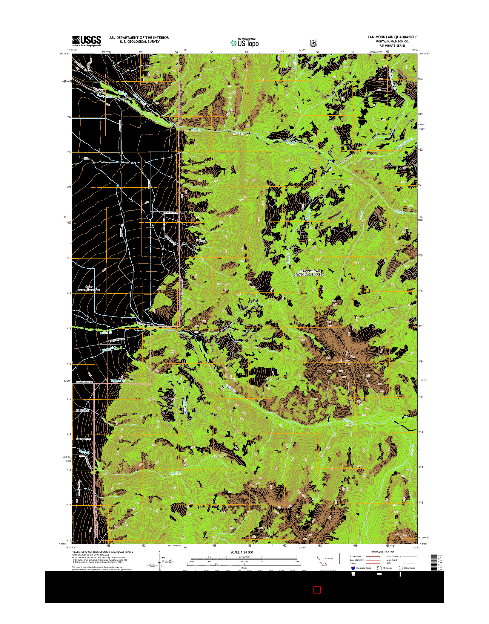 USGS US TOPO 7.5-MINUTE MAP FOR FAN MOUNTAIN, MT 2014