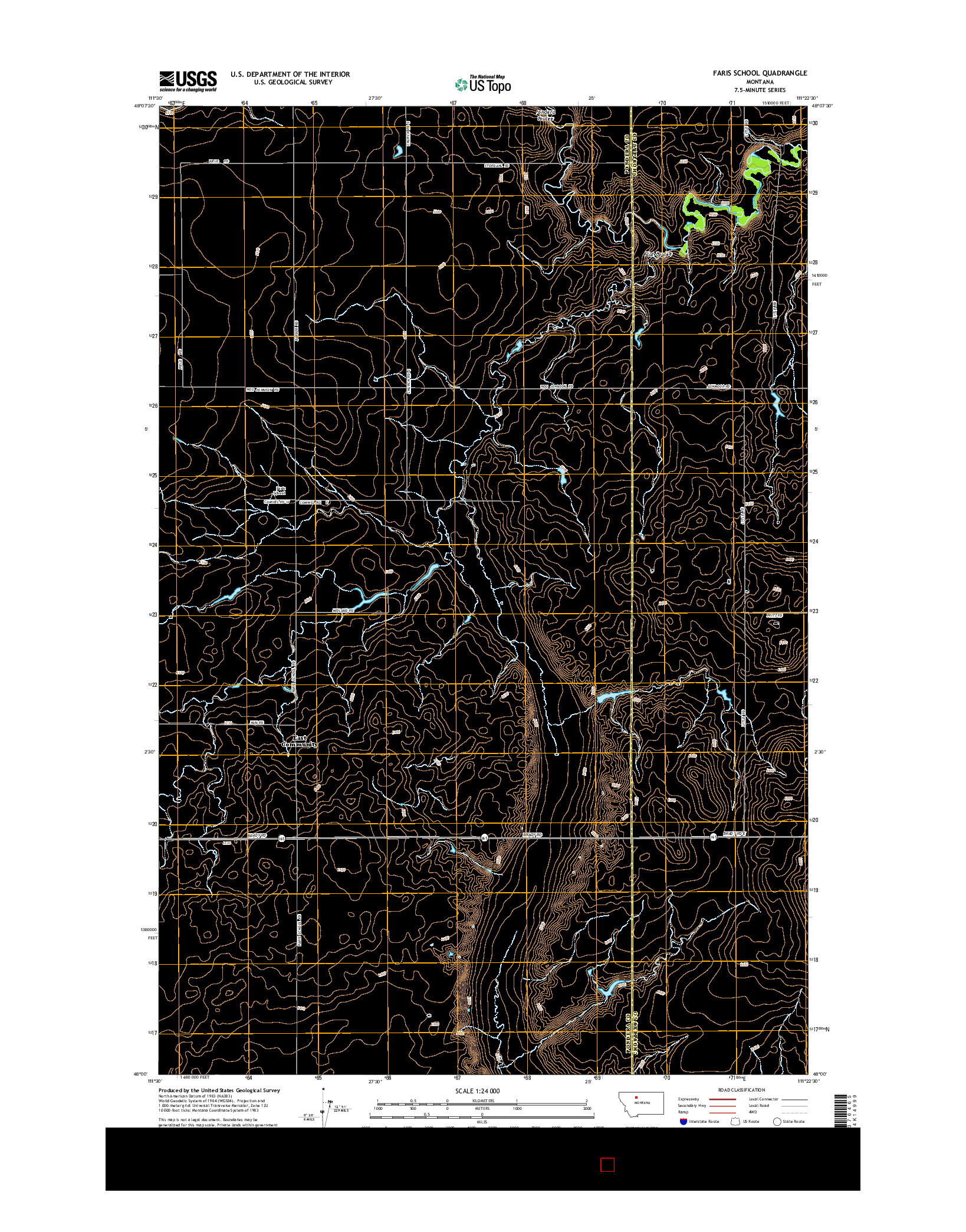 USGS US TOPO 7.5-MINUTE MAP FOR FARIS SCHOOL, MT 2014