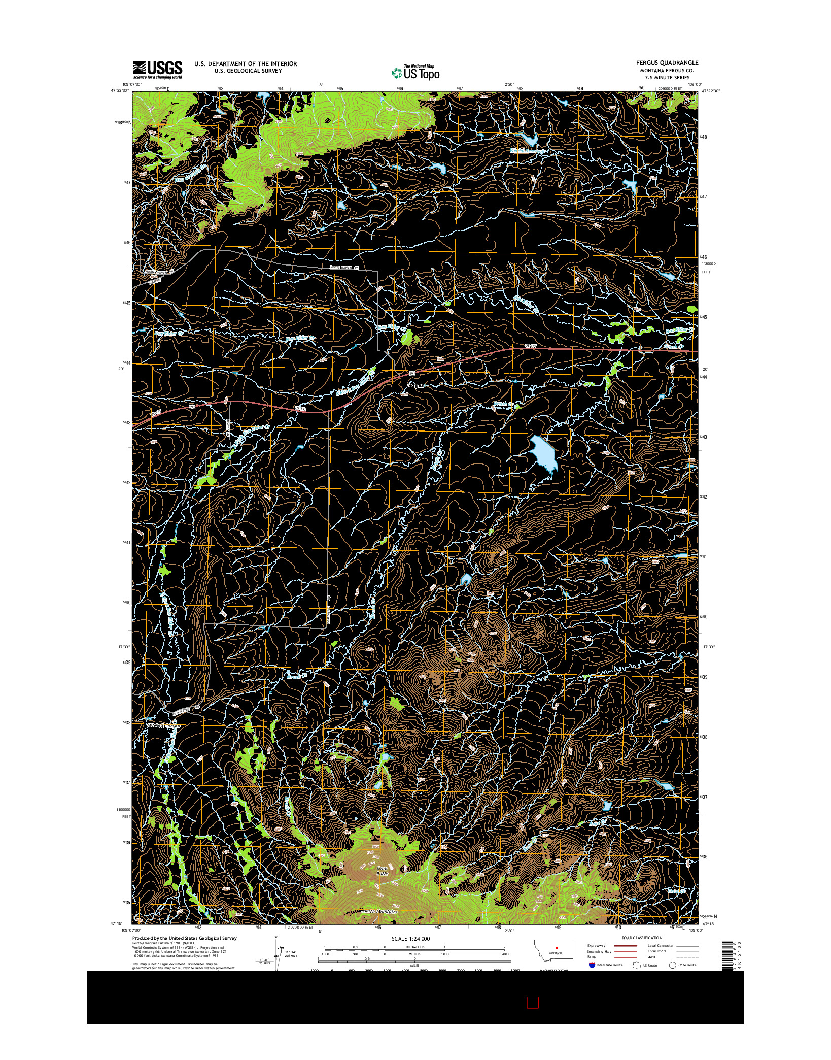 USGS US TOPO 7.5-MINUTE MAP FOR FERGUS, MT 2014